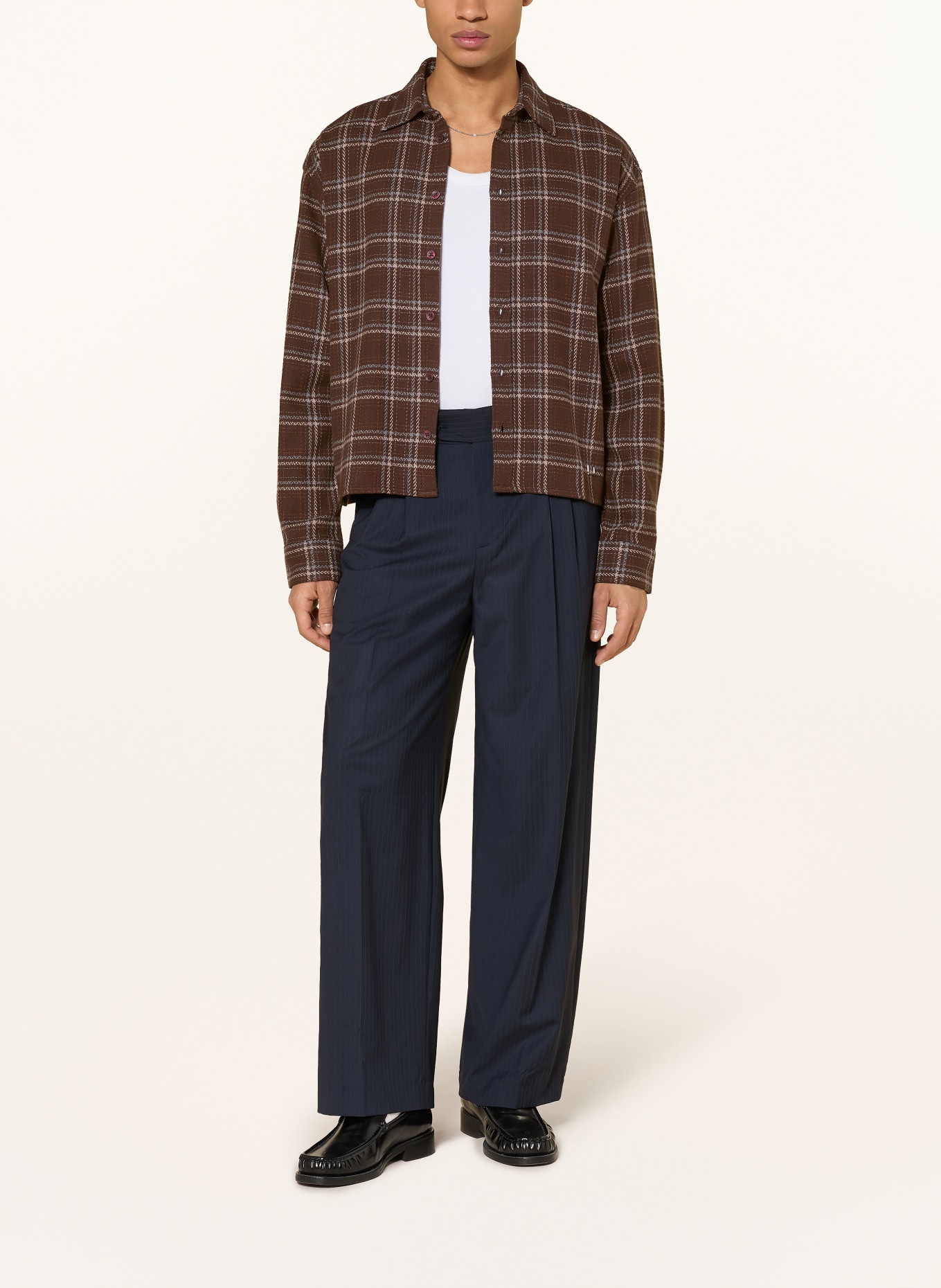 RETERNITY Flannel overshirt L'ARTISAN: BROWN / LIGHT BROWN / LIGHT BLUE