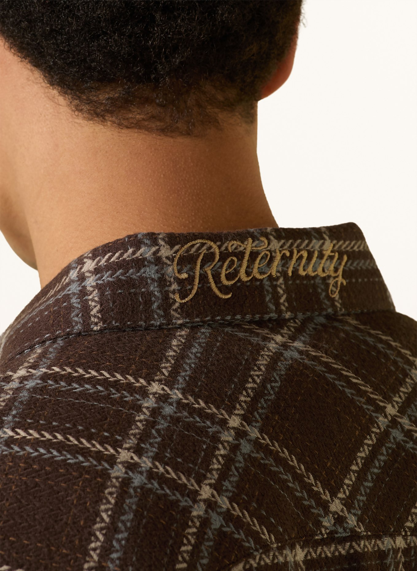 RETERNITY Flannel overshirt L'ARTISAN: BROWN / LIGHT BROWN / LIGHT BLUE