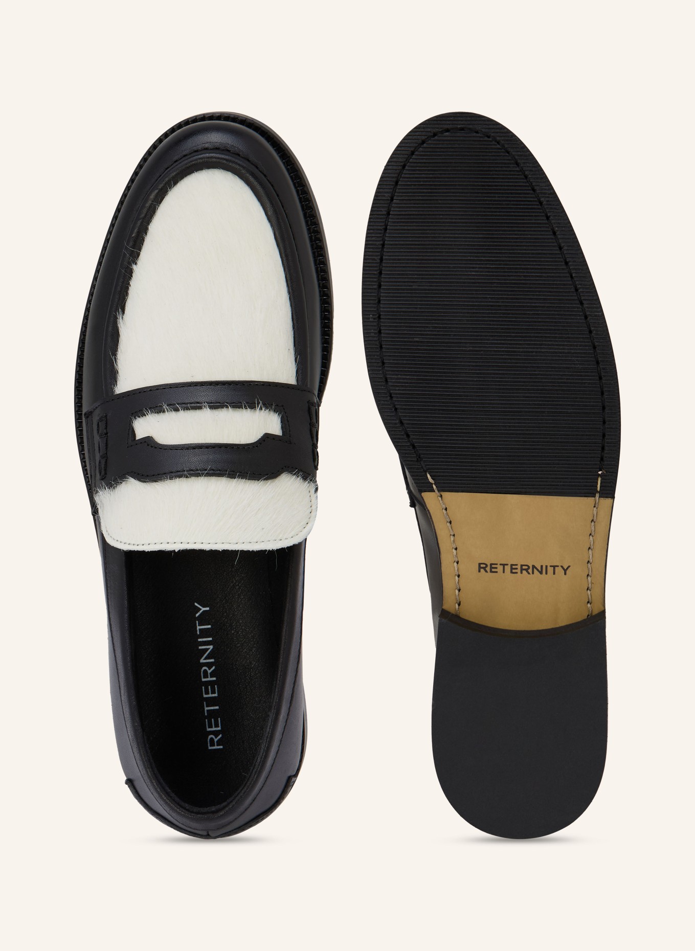 RETERNITY Mocassins Penny LE MÉTROPOLITAIN: NOIR / ÉCRU