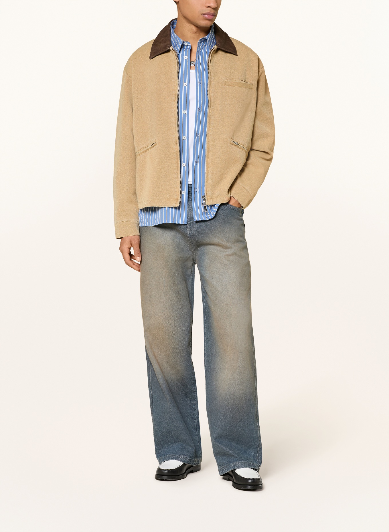 RETERNITY overjacket: CAMEL / DARK BROWN