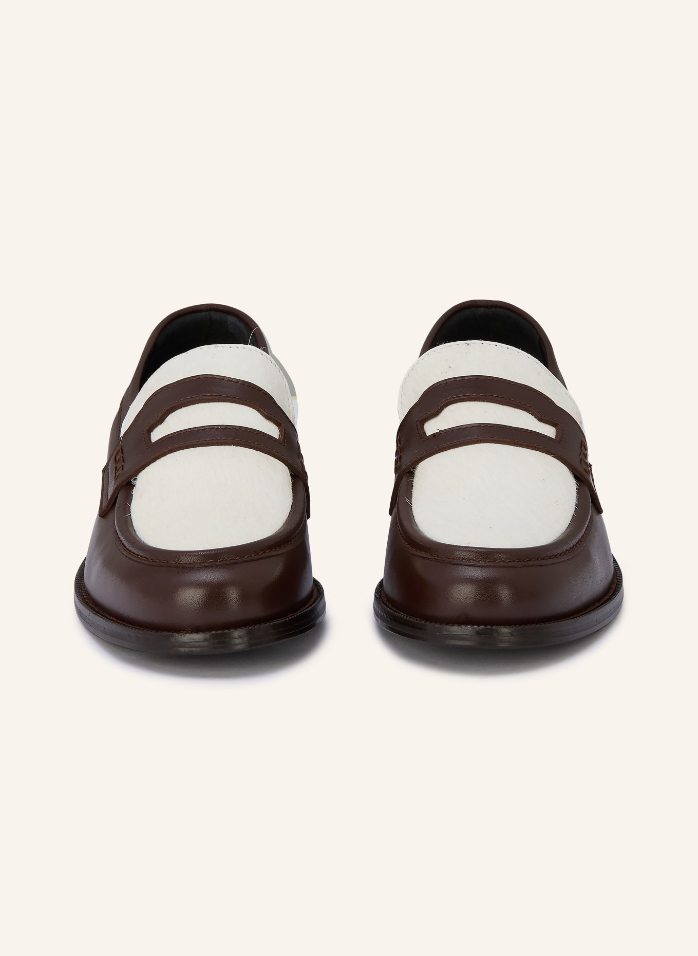 RETERNITY Mocassins Penny LE MÉTROPOLITAIN: MARRON FONCÉ / ÉCRU