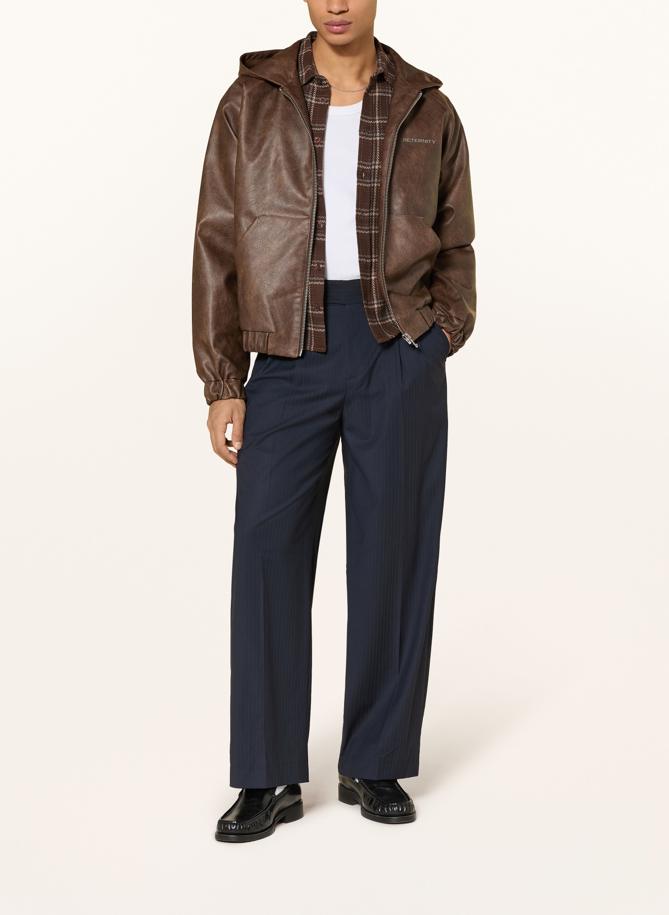 RETERNITY Leather-look jacket: DARK BROWN