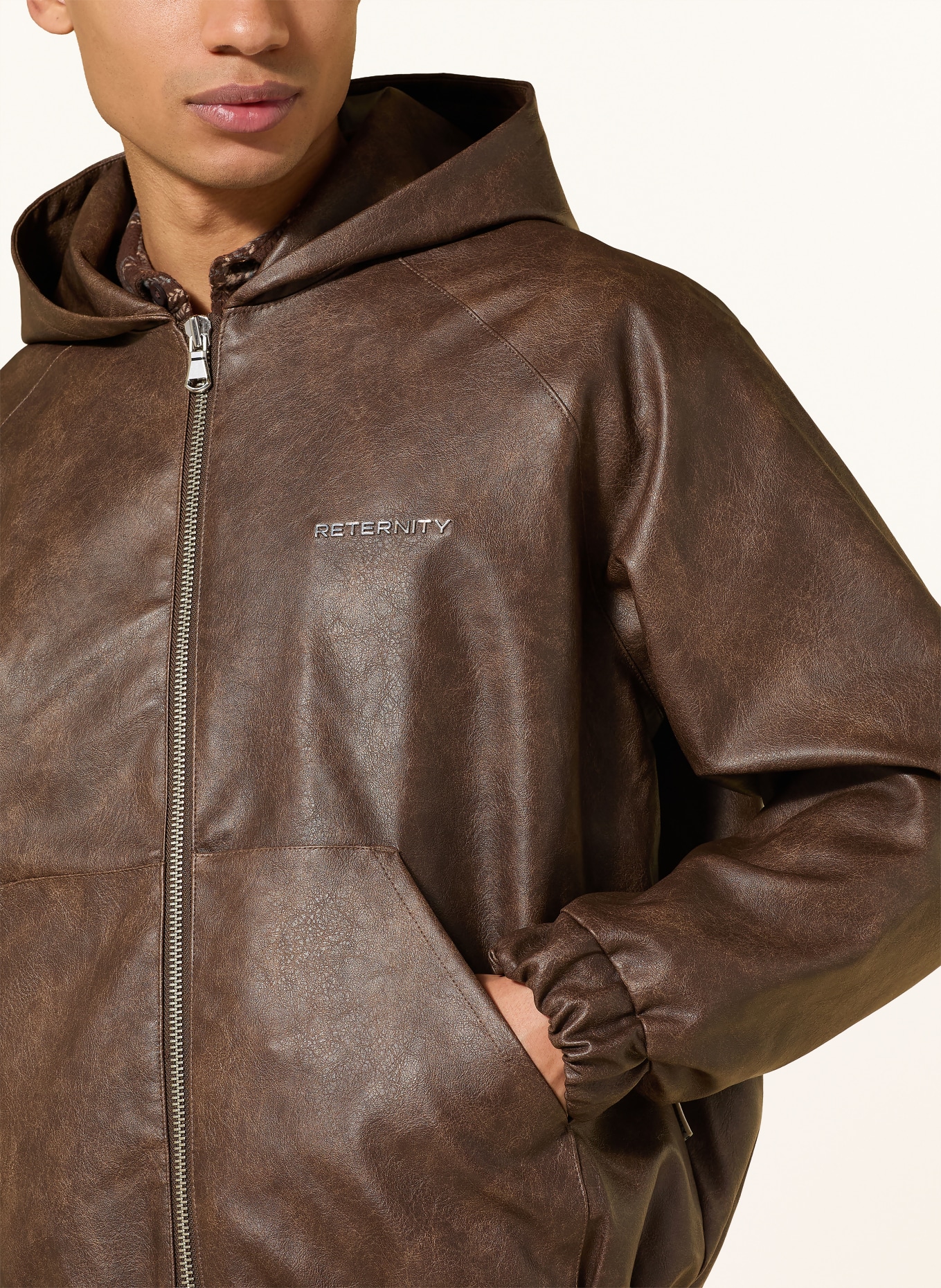 RETERNITY Leather-look jacket: DARK BROWN