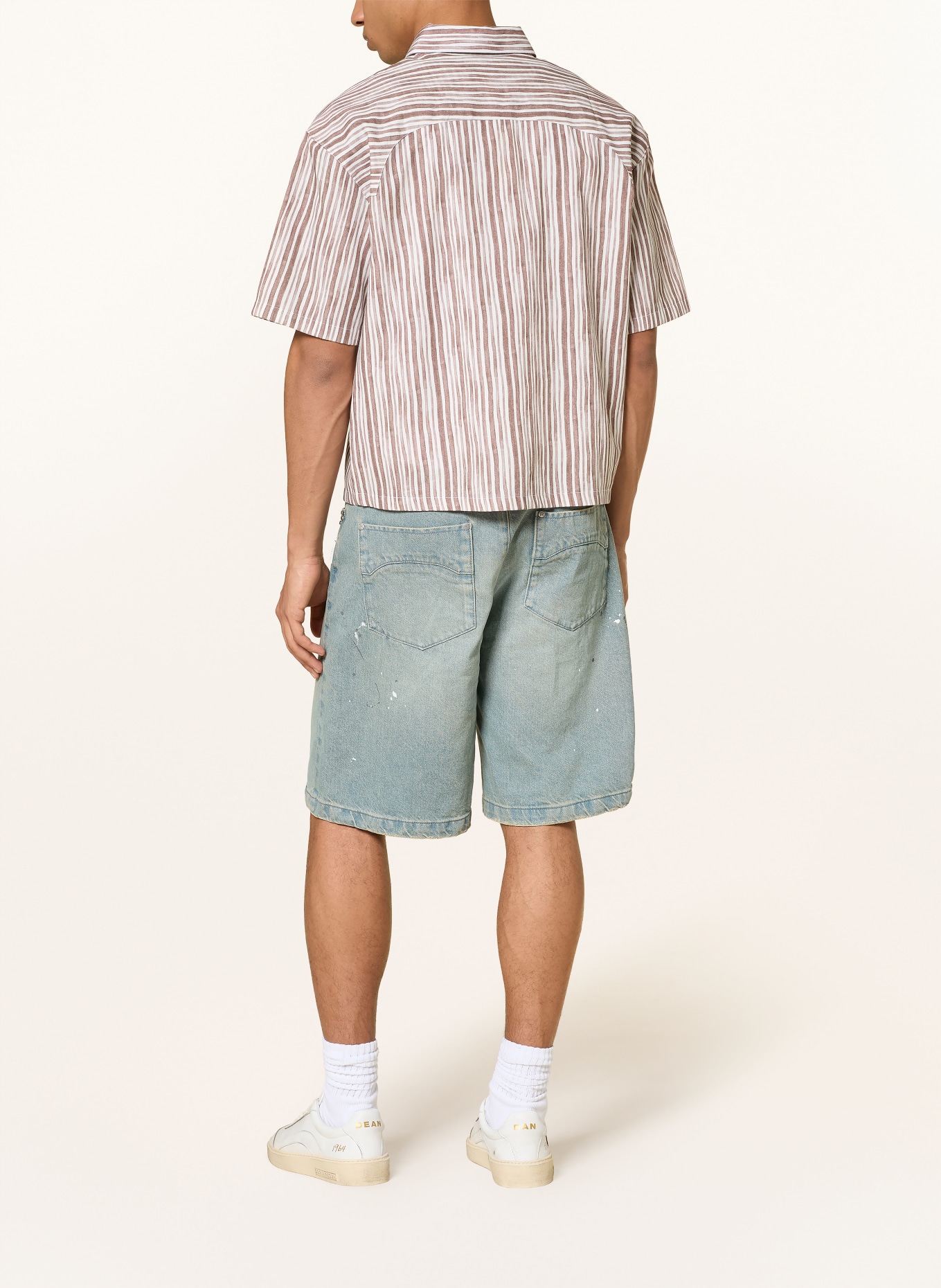 RETERNITY Kurzarm-Hemd Comfort Fit: BRAUN / WEISS