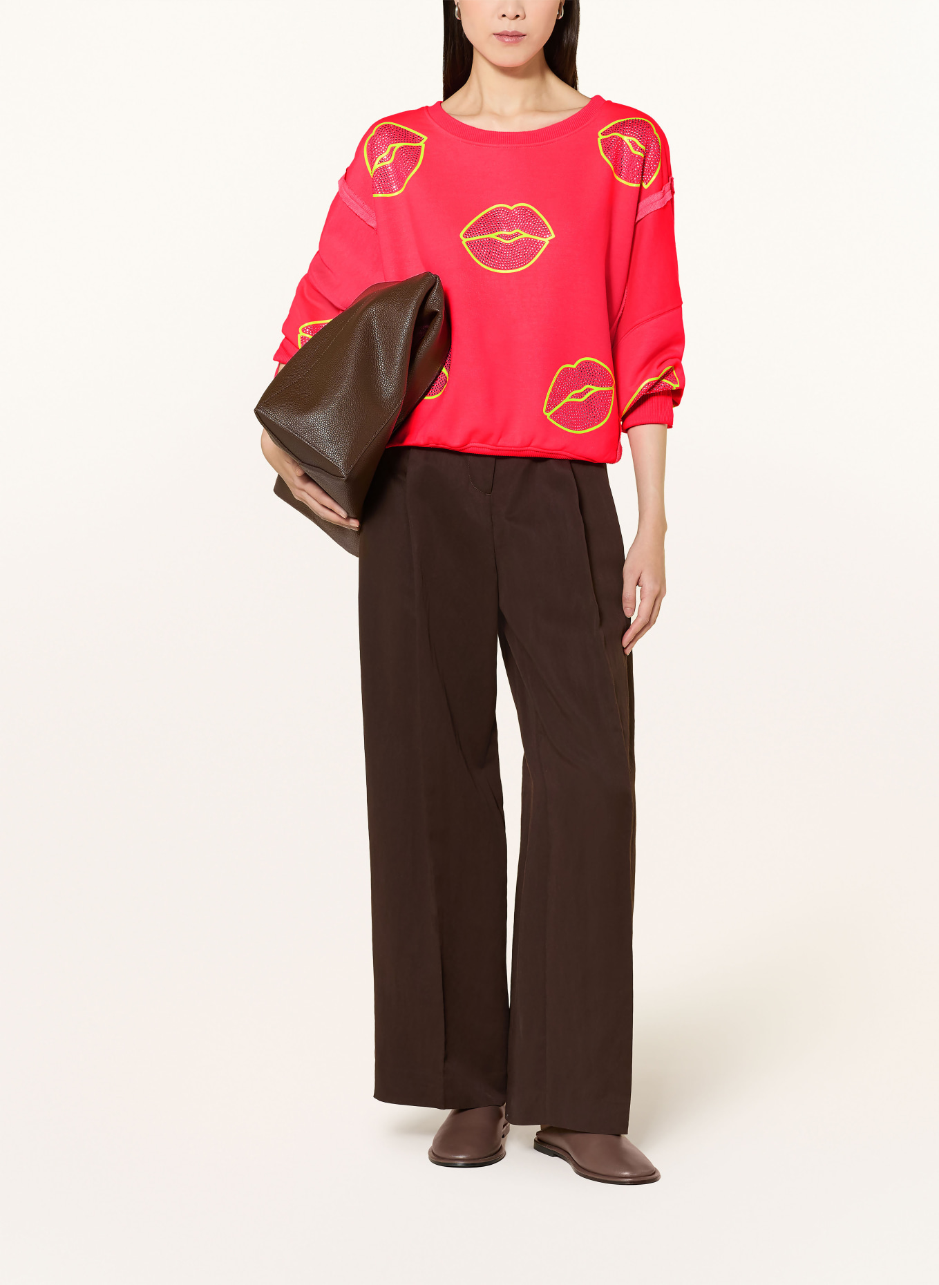 miss goodlife Bluza z kamieniami ozdobnymi: JASKRAWY MOCNORÓŻOWY / JASKRAWY ŻÓŁTY