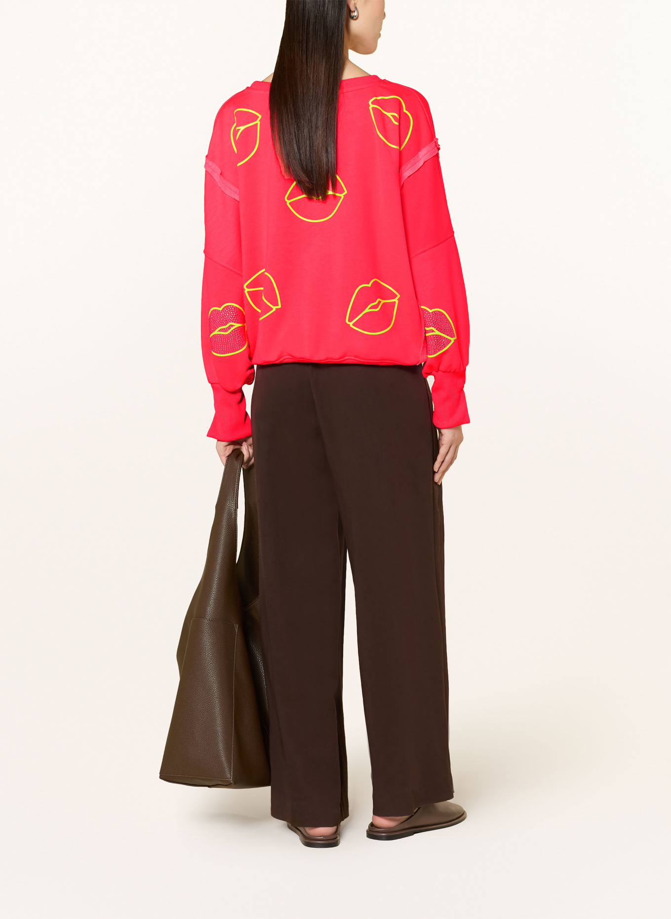 miss goodlife Bluza z kamieniami ozdobnymi: JASKRAWY MOCNORÓŻOWY / JASKRAWY ŻÓŁTY