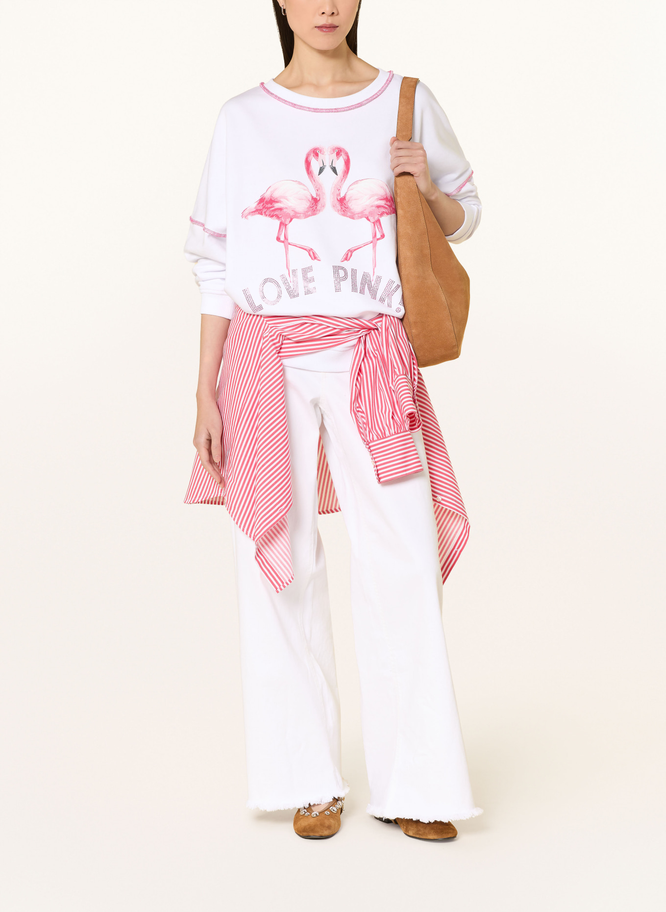 miss goodlife oversized sweatshirt: WHITE / PINK