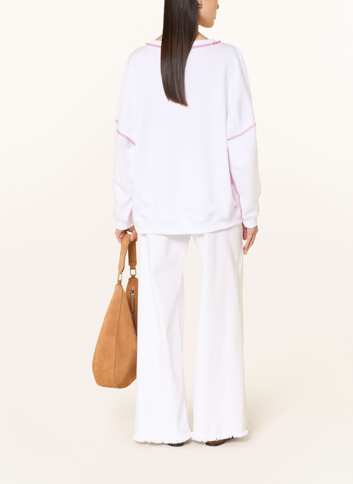 miss goodlife oversized sweatshirt: WHITE / PINK
