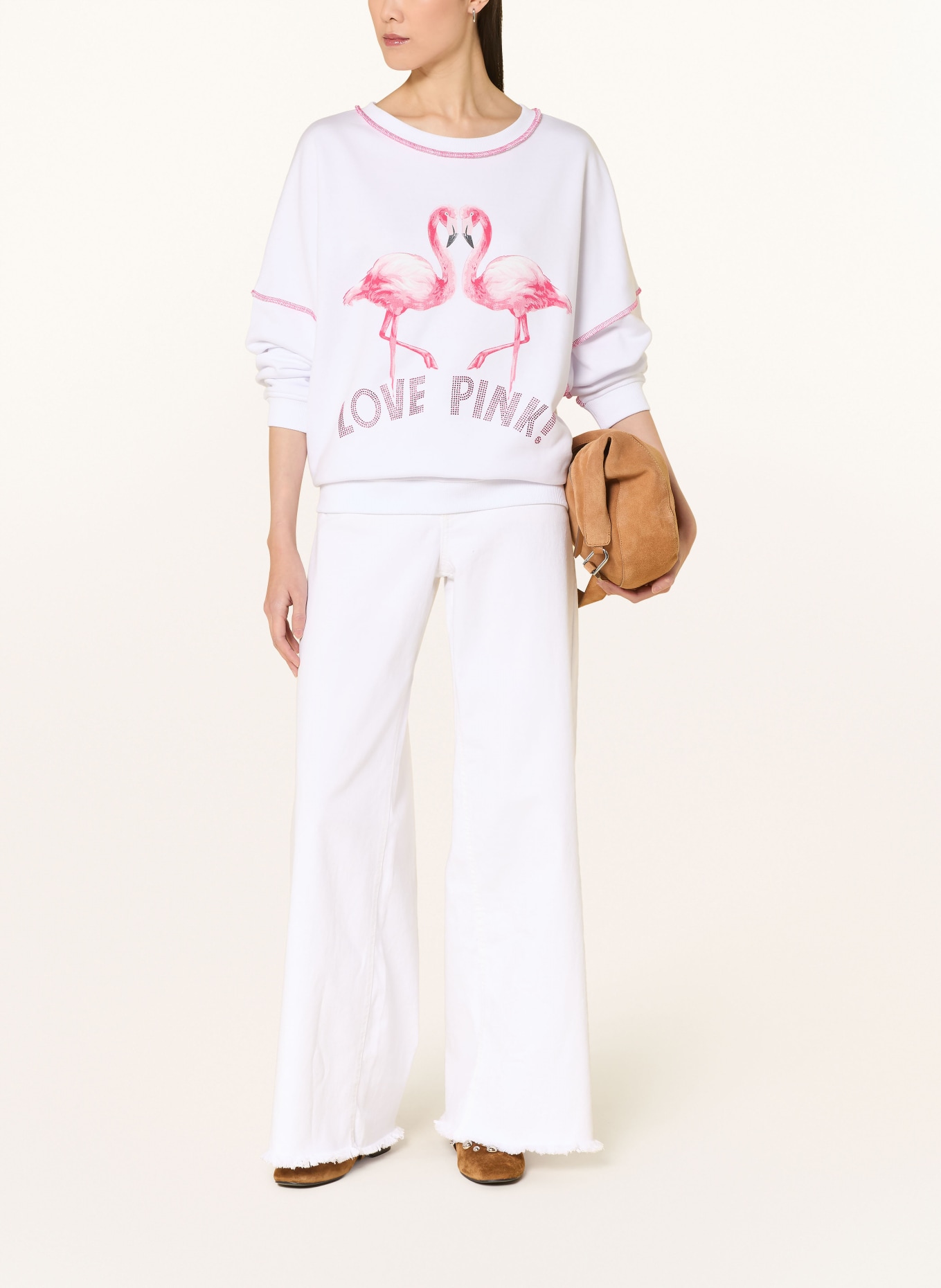 miss goodlife oversized sweatshirt: WHITE / PINK