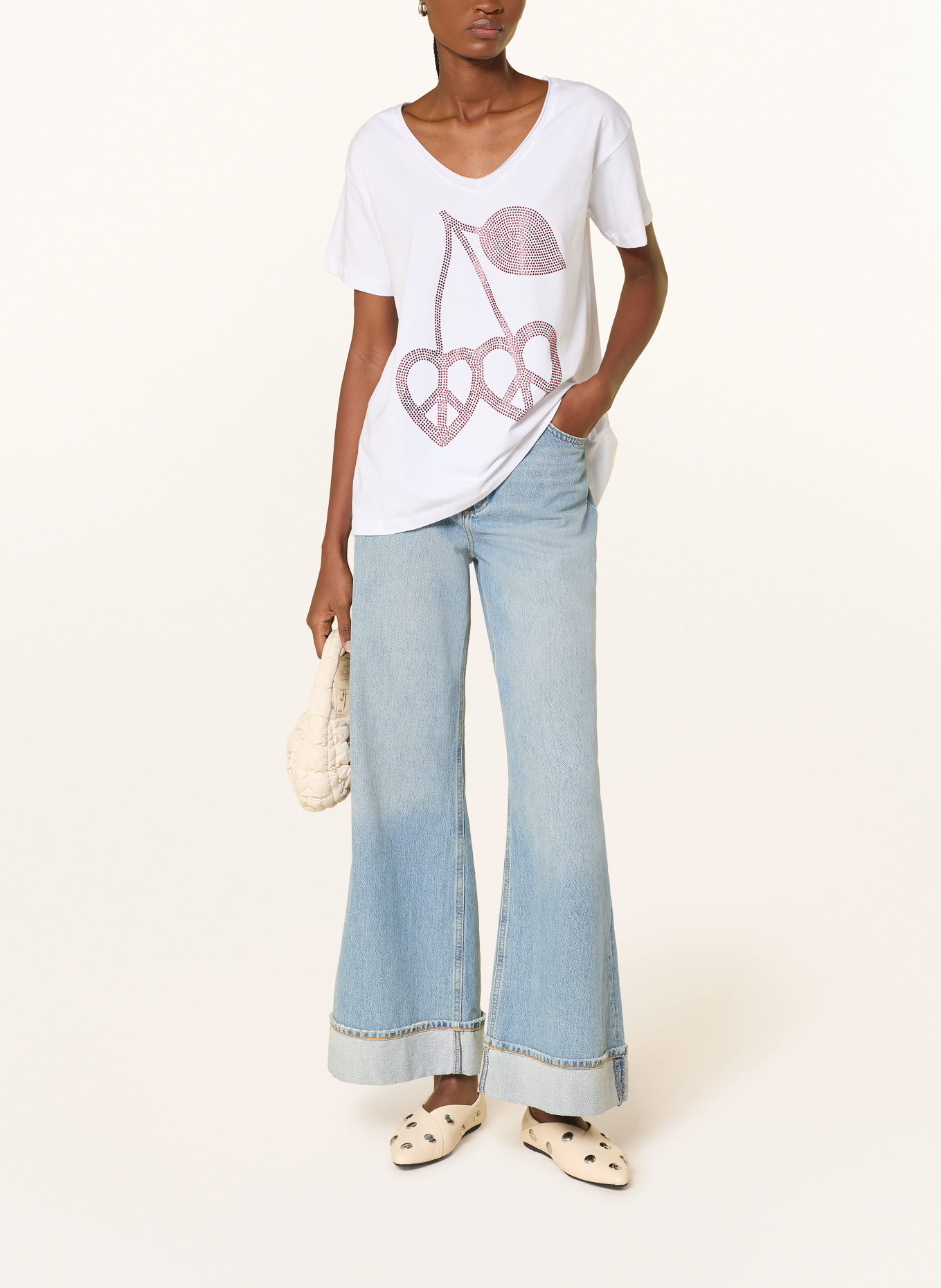 miss goodlife Koszulka z kamieniami ozdobnymi: BIAŁY