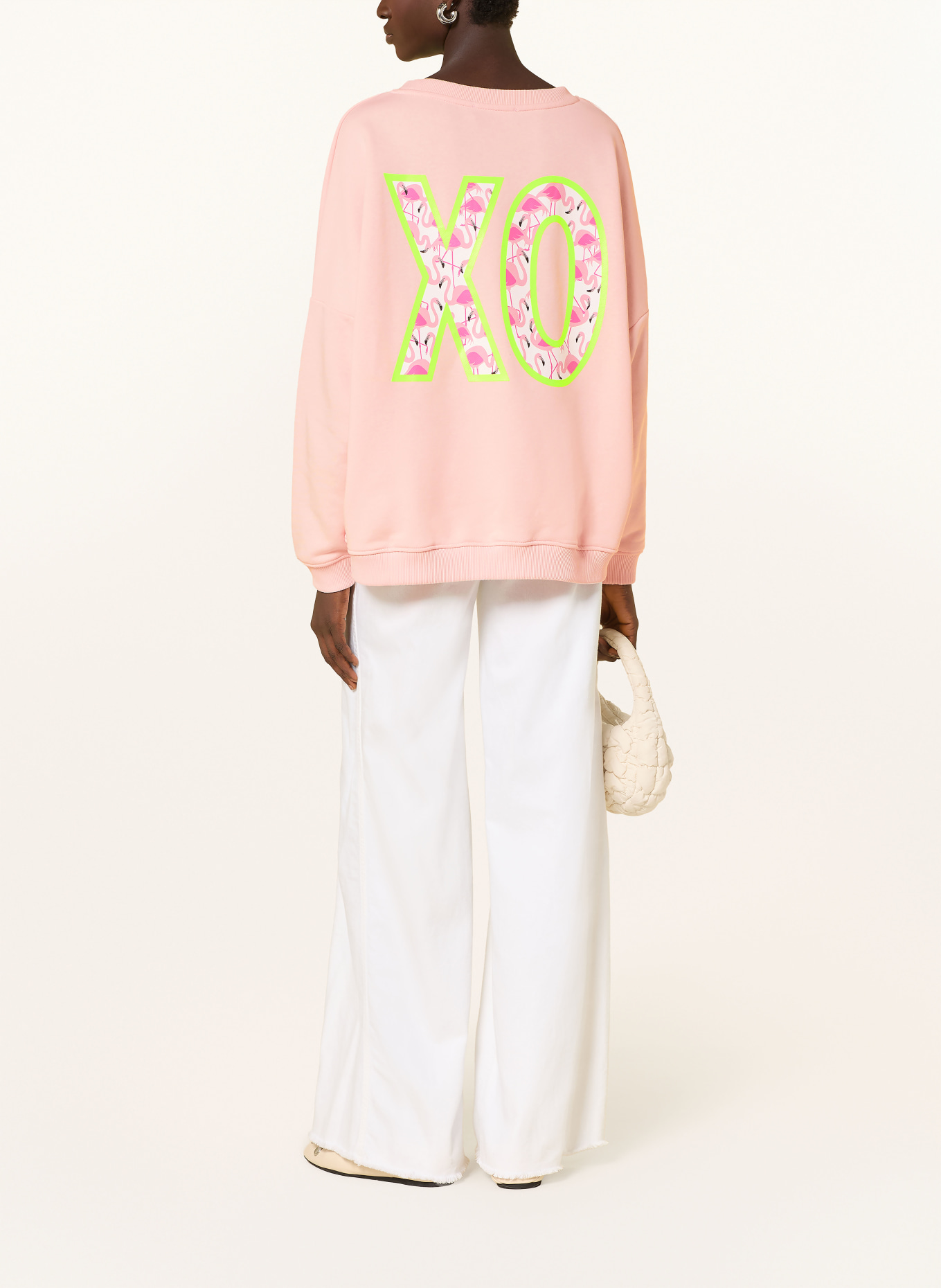 miss goodlife Oversized mikina s flitry: BARVA RŮŽOVÉHO ZLATA / NEONOVĚ ŽLUTÁ / TMAVĚ ZELENÁ