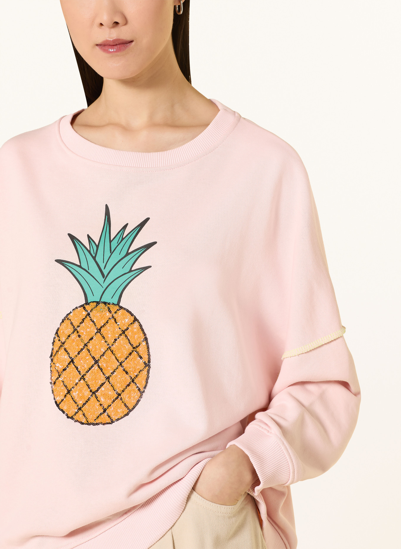 miss goodlife Oversized sweatshirt with sequins: ROSE