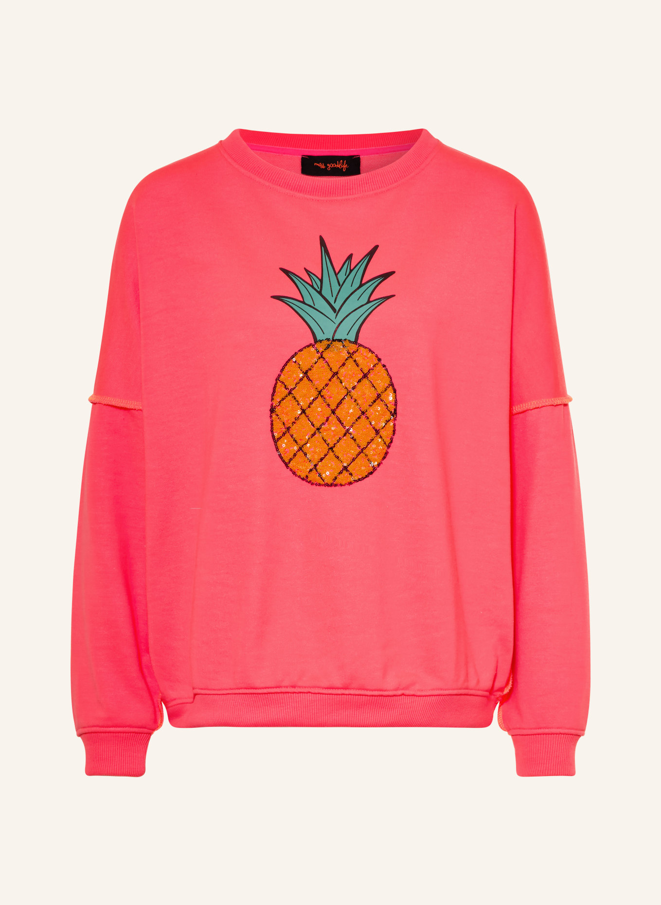 miss goodlife Oversized sweatshirt with sequins: NEON PINK / NEON ORANGE / GREEN