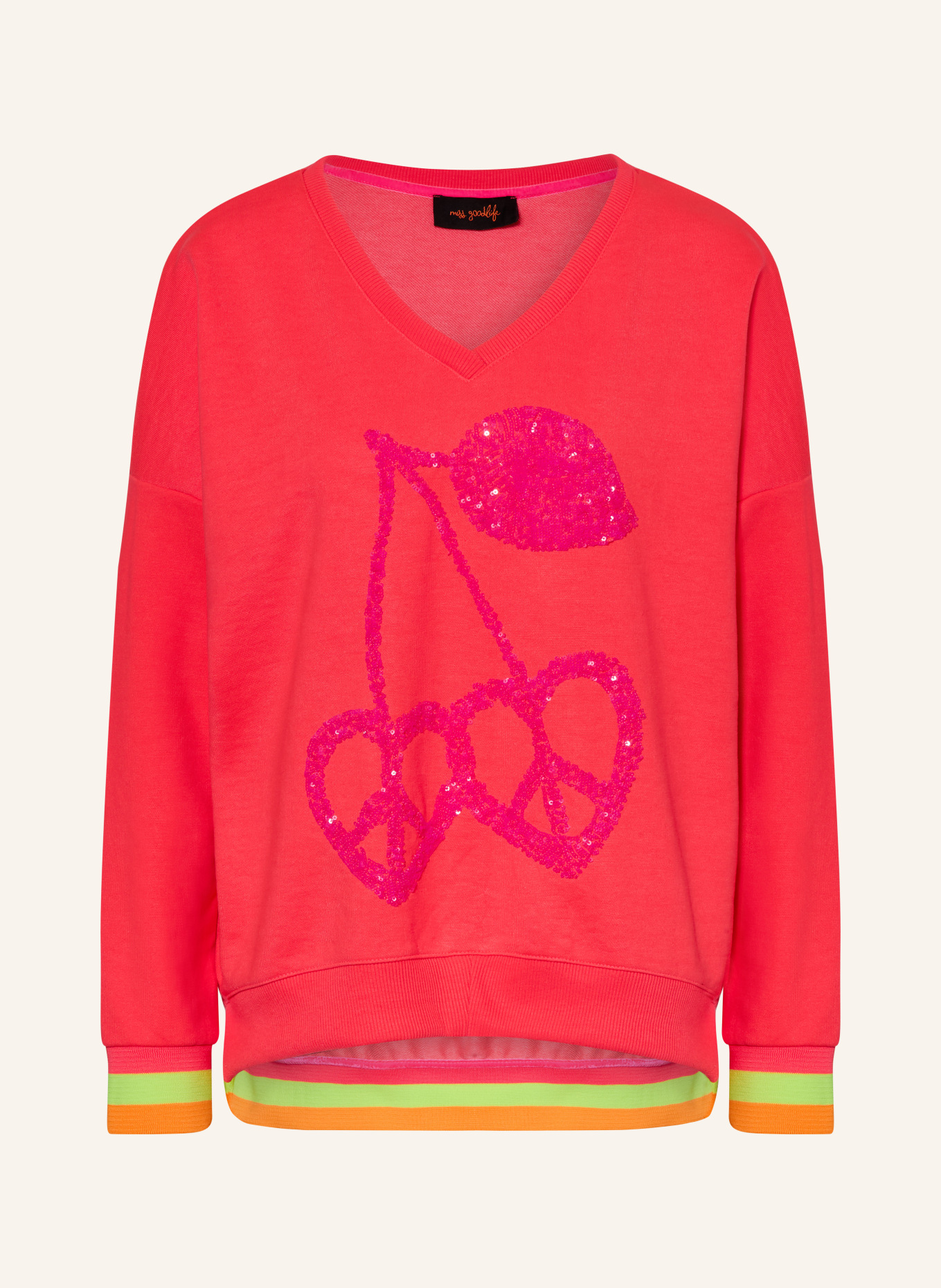 miss goodlife Oversized mikina s flitry: NEONOVĚ RŮŽOVÁ / RŮŽOVÁ