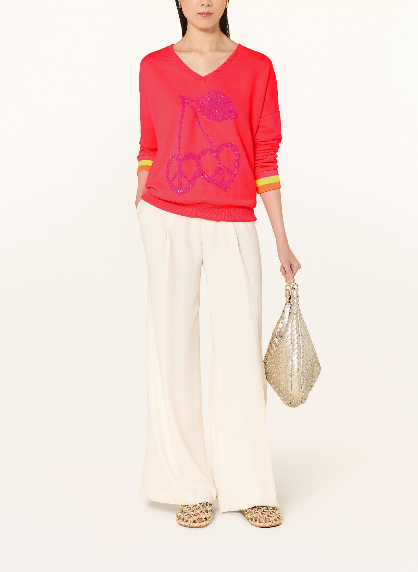 miss goodlife Oversized mikina s flitry: NEONOVĚ RŮŽOVÁ / RŮŽOVÁ