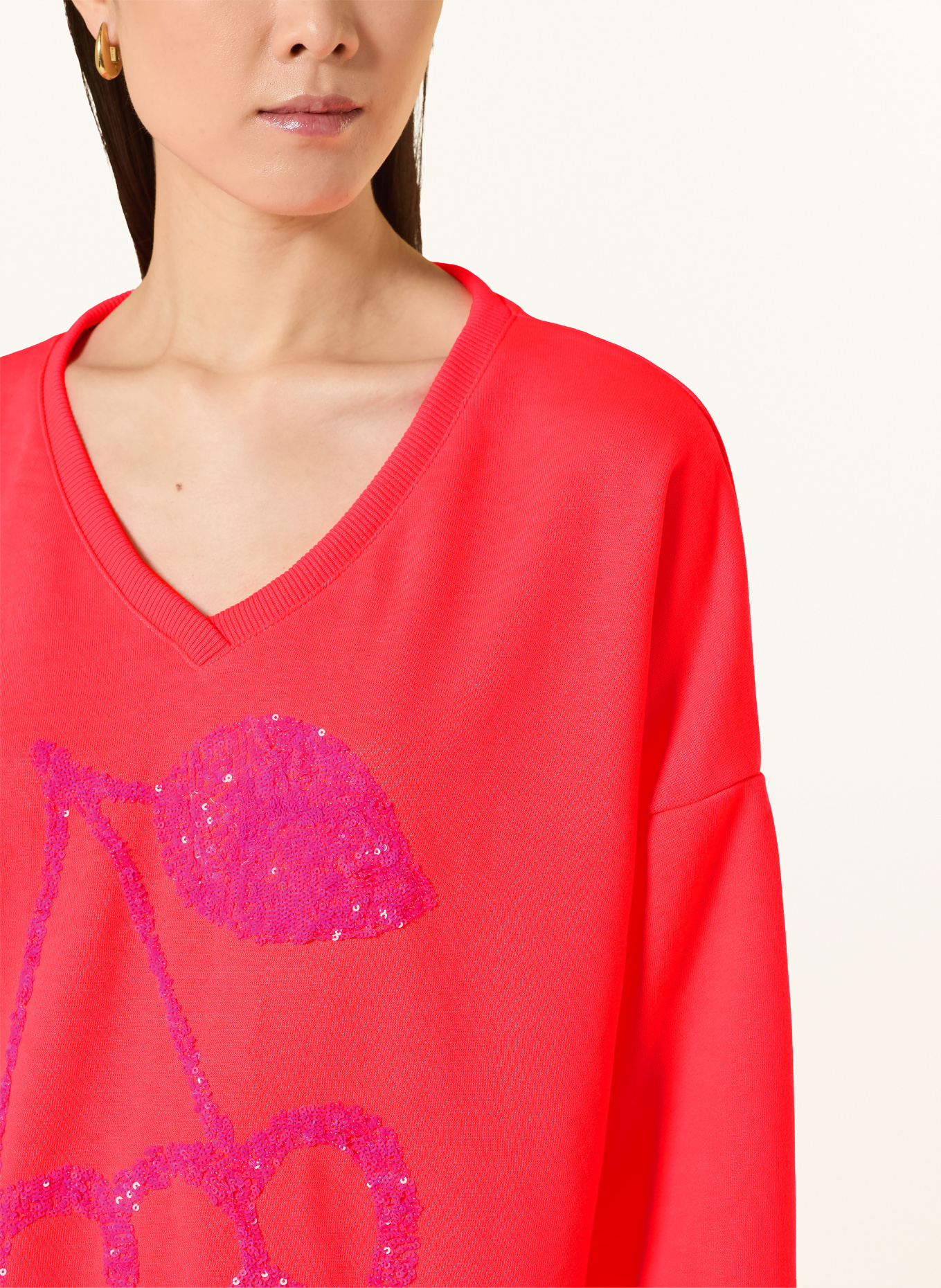 miss goodlife Oversized mikina s flitry: NEONOVĚ RŮŽOVÁ / RŮŽOVÁ