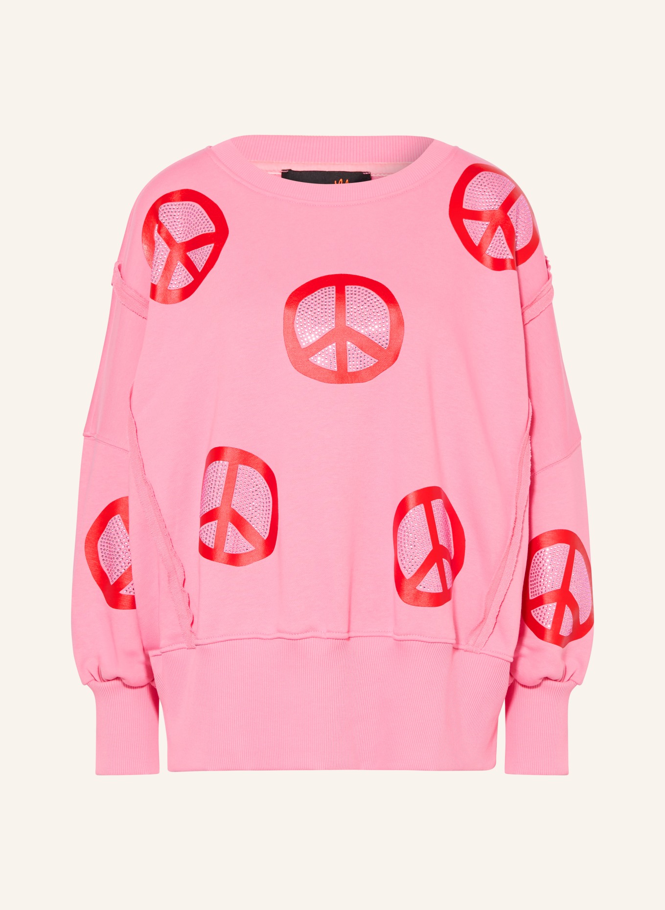 miss goodlife Sweatshirt mit Schmucksteinen: PINK / ROT