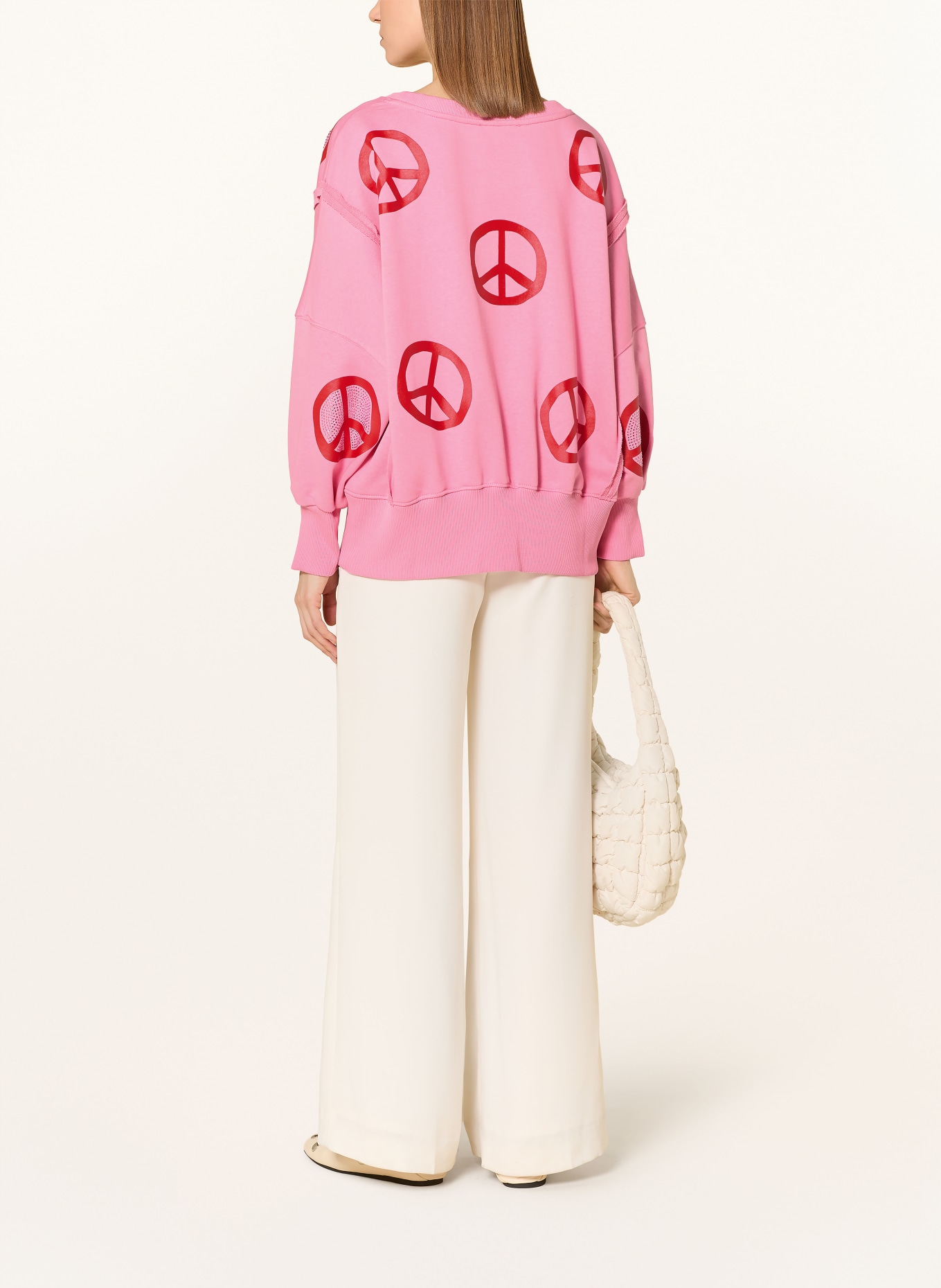 miss goodlife Sweatshirt mit Schmucksteinen: PINK / ROT