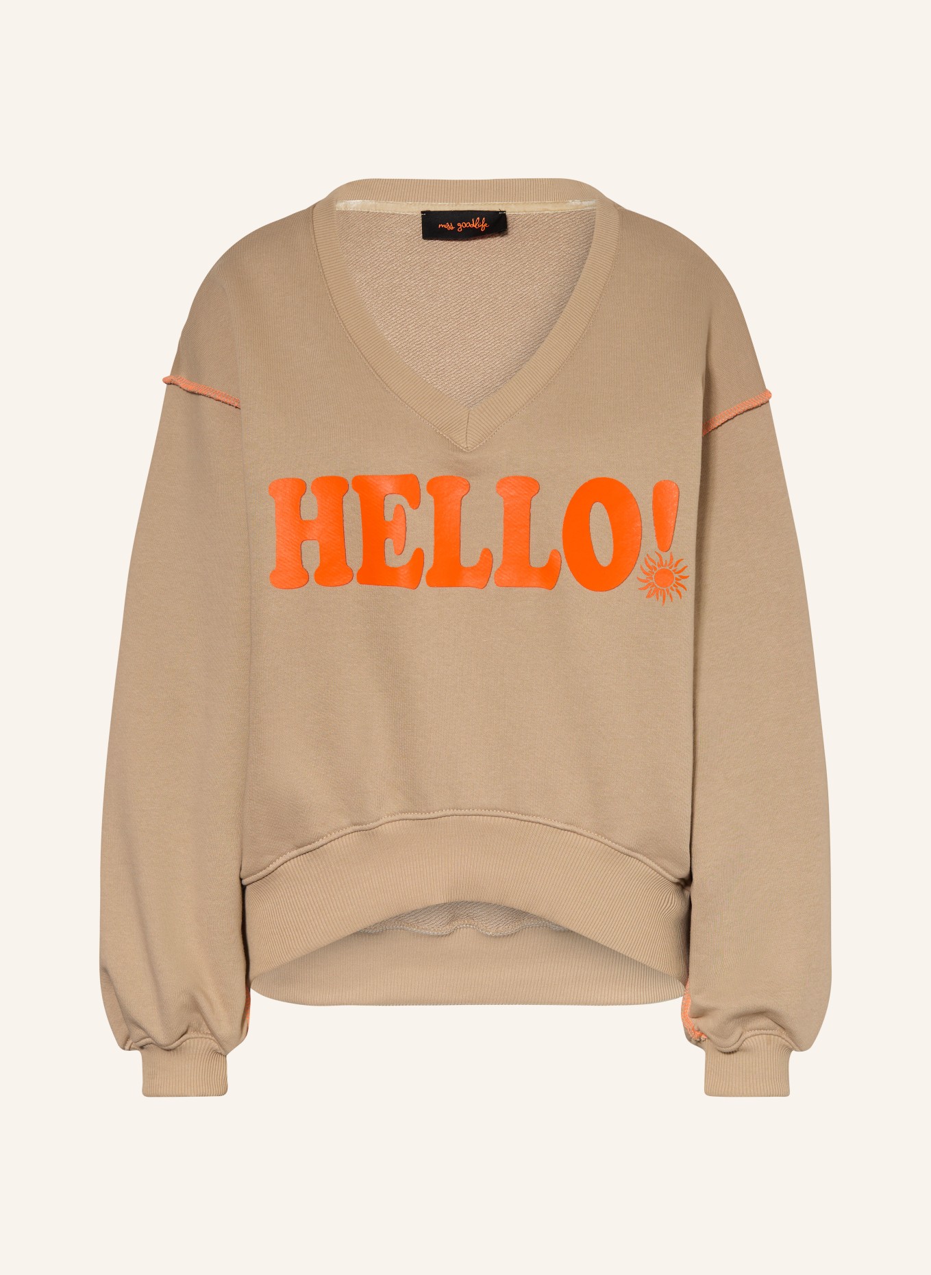 miss goodlife Mikina s ozdobnými kameny: VELBLOUDÍ / NEONOVĚ ORANŽOVÁ
