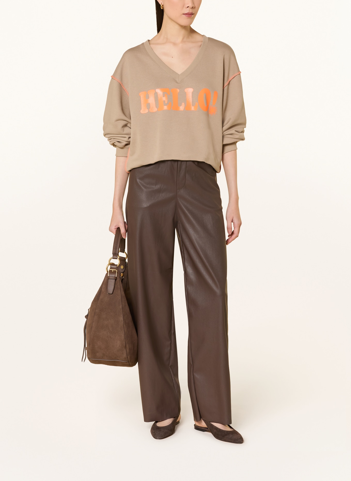 miss goodlife Mikina s ozdobnými kameny: VELBLOUDÍ / NEONOVĚ ORANŽOVÁ