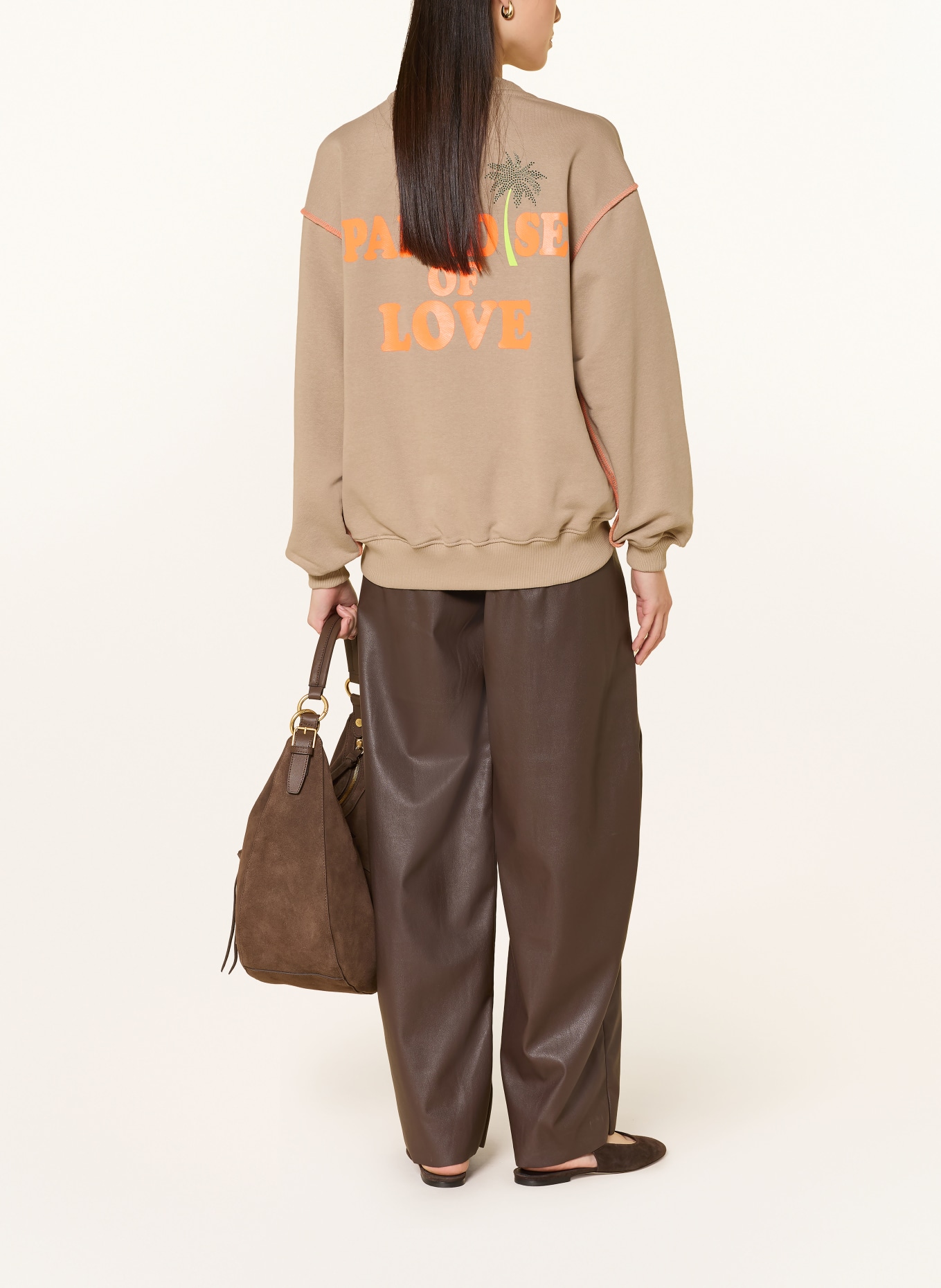 miss goodlife Mikina s ozdobnými kameny: VELBLOUDÍ / NEONOVĚ ORANŽOVÁ