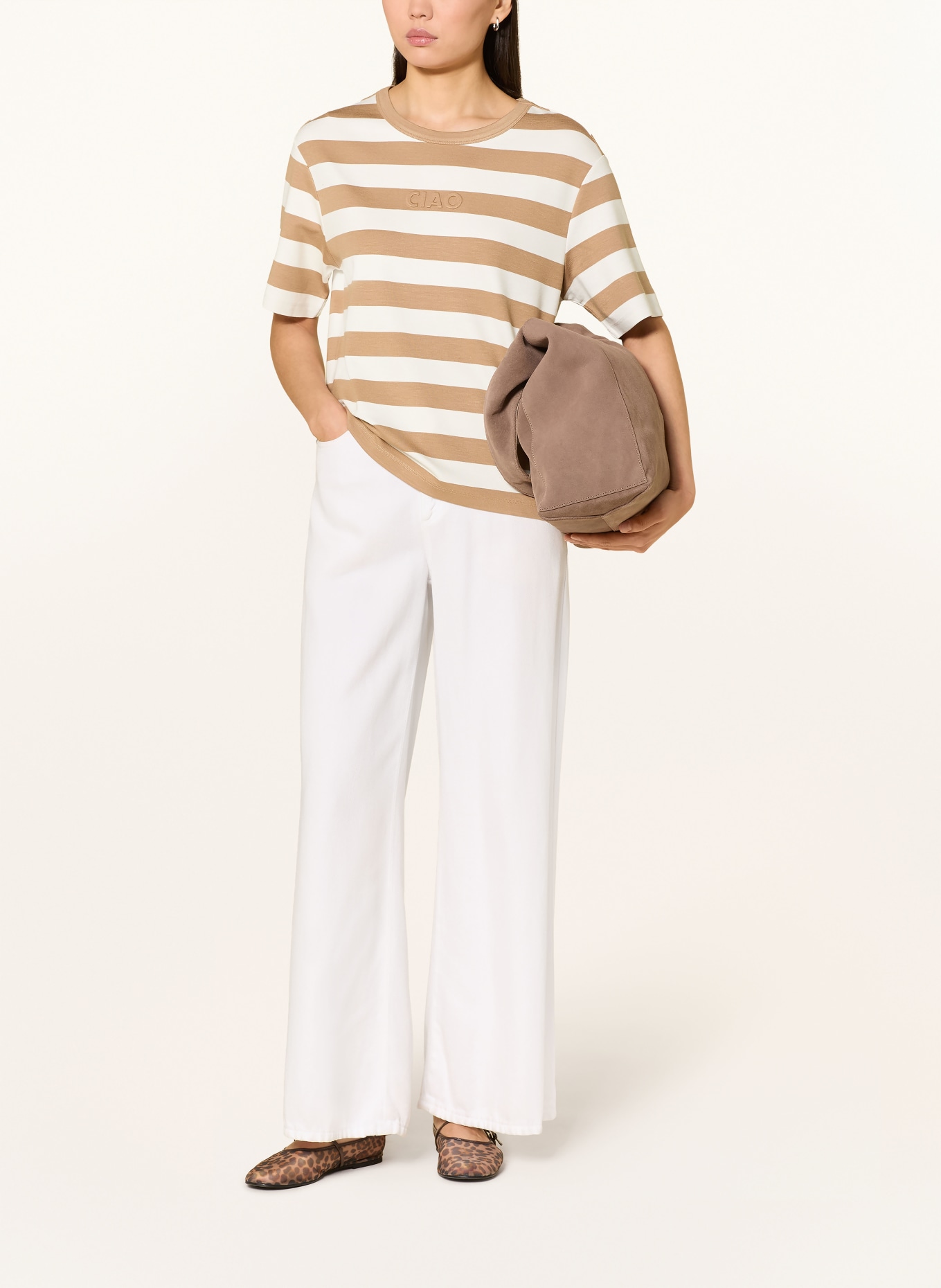 monari T-shirt: COGNAC / WHITE