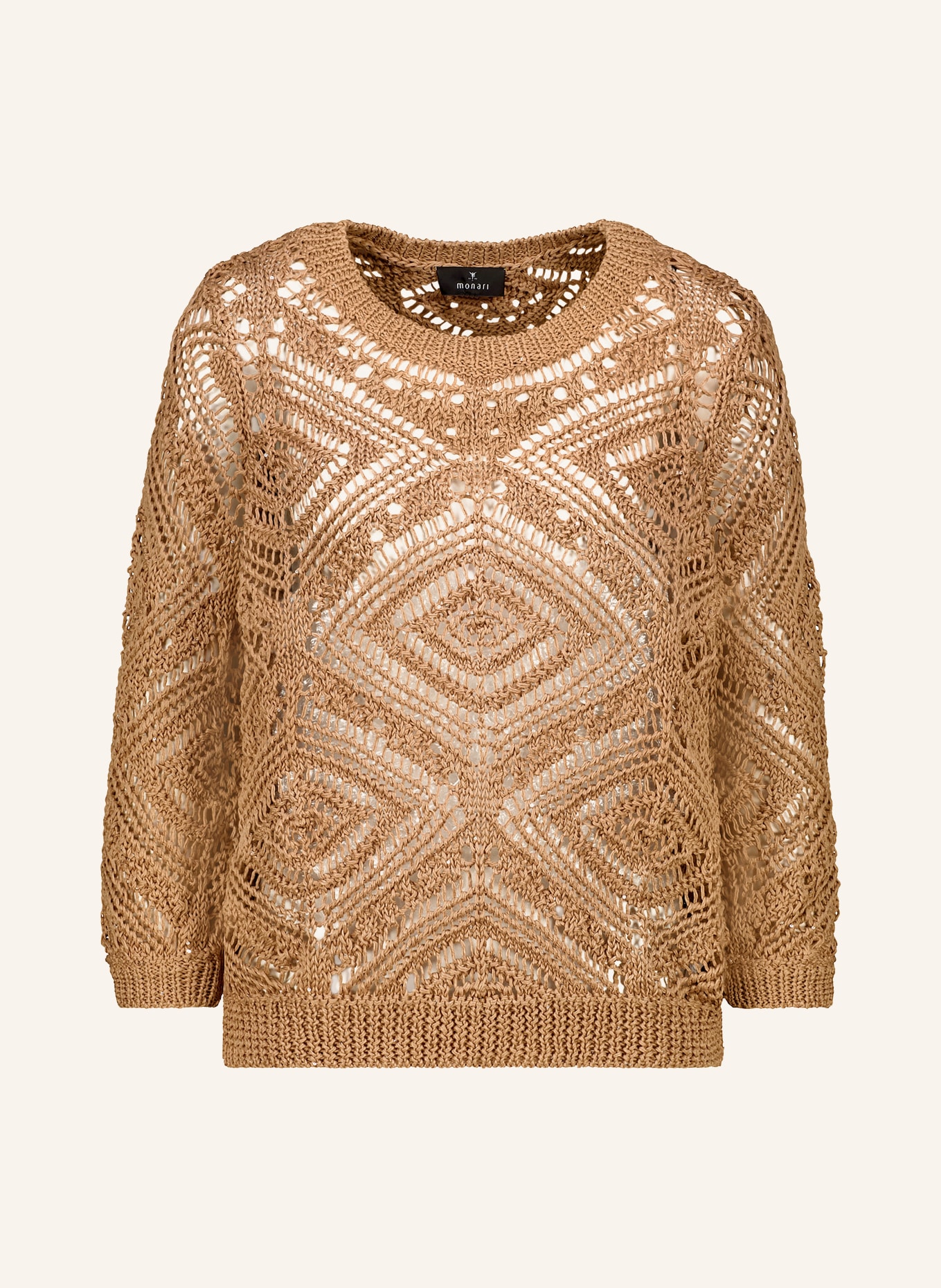 monari Pullover mit Pailletten: COGNAC