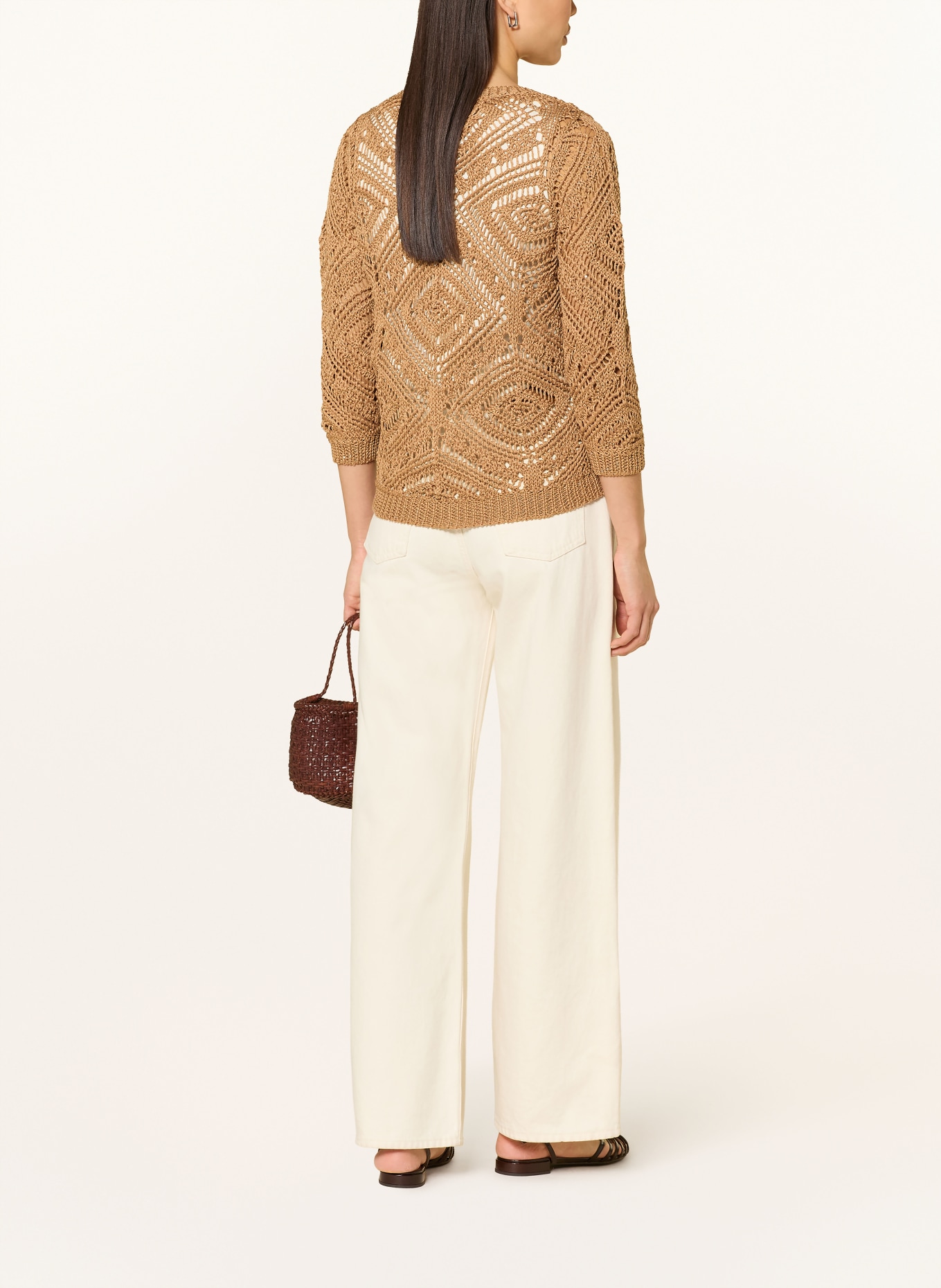 monari Pullover mit Pailletten: COGNAC