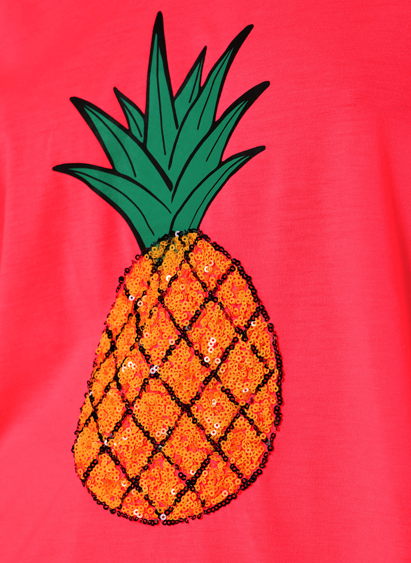 miss goodlife T-Shirt mit Pailletten: NEONROSA / DUNKELGELB / PETROL