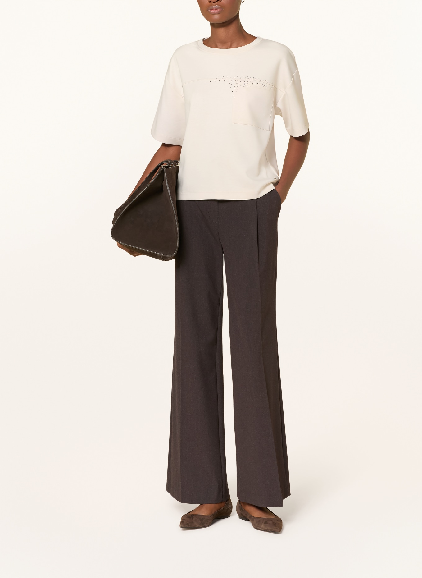 monari T-shirt with gemstones: CREAM