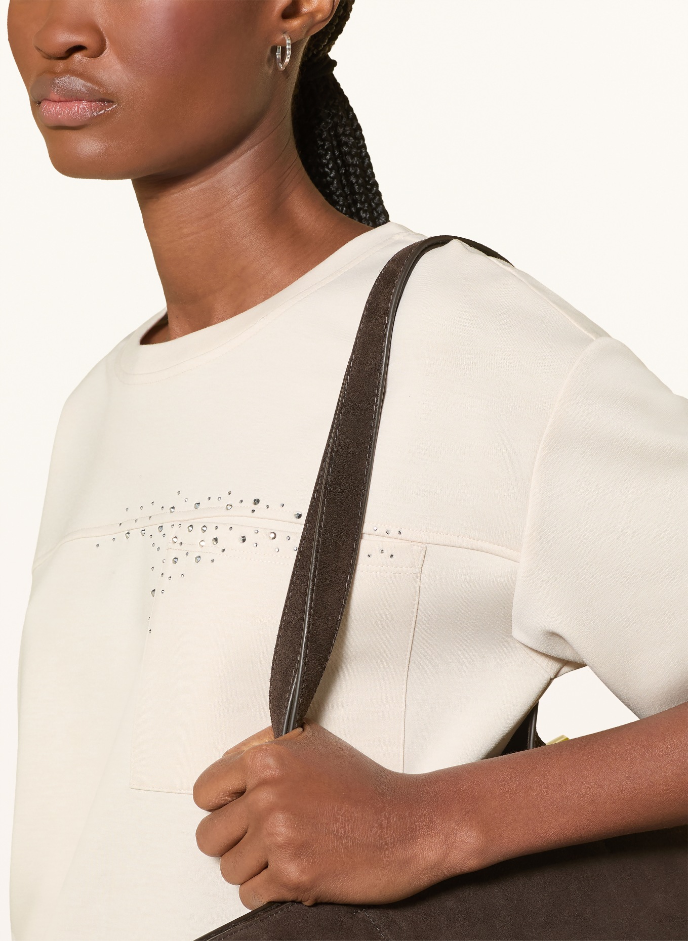 monari T-shirt with gemstones: CREAM