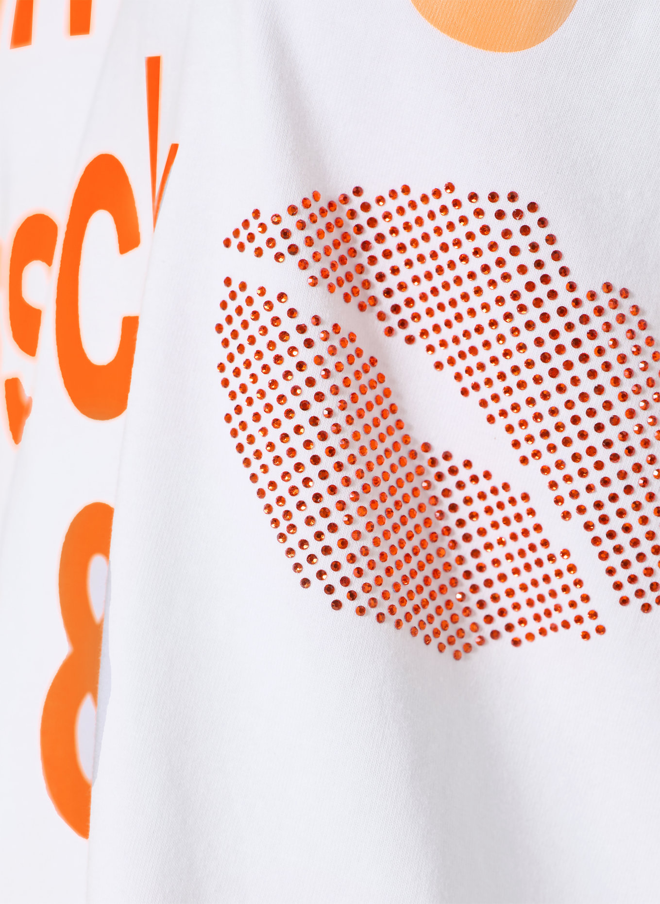 miss goodlife T-shirt avec pierres précieuses: BLANC / ROUGE FONCÉ / ORANGE FLUO