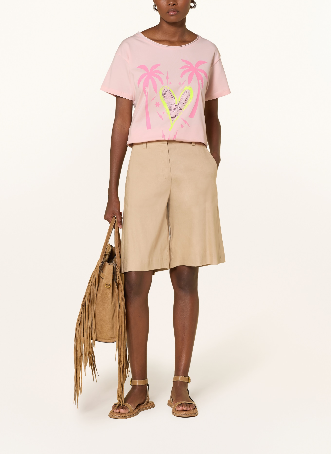 miss goodlife T-shirt avec pierres précieuses: ROSE CLAIR / ROSE / JAUNE FLUO