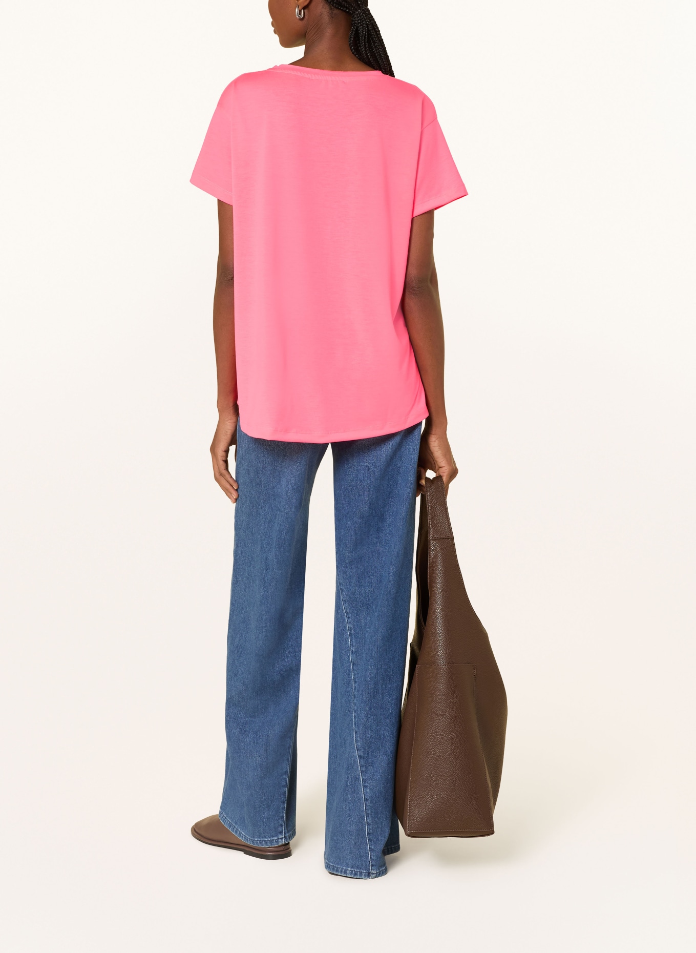 miss goodlife T-shirt with gemstones: NEON PINK