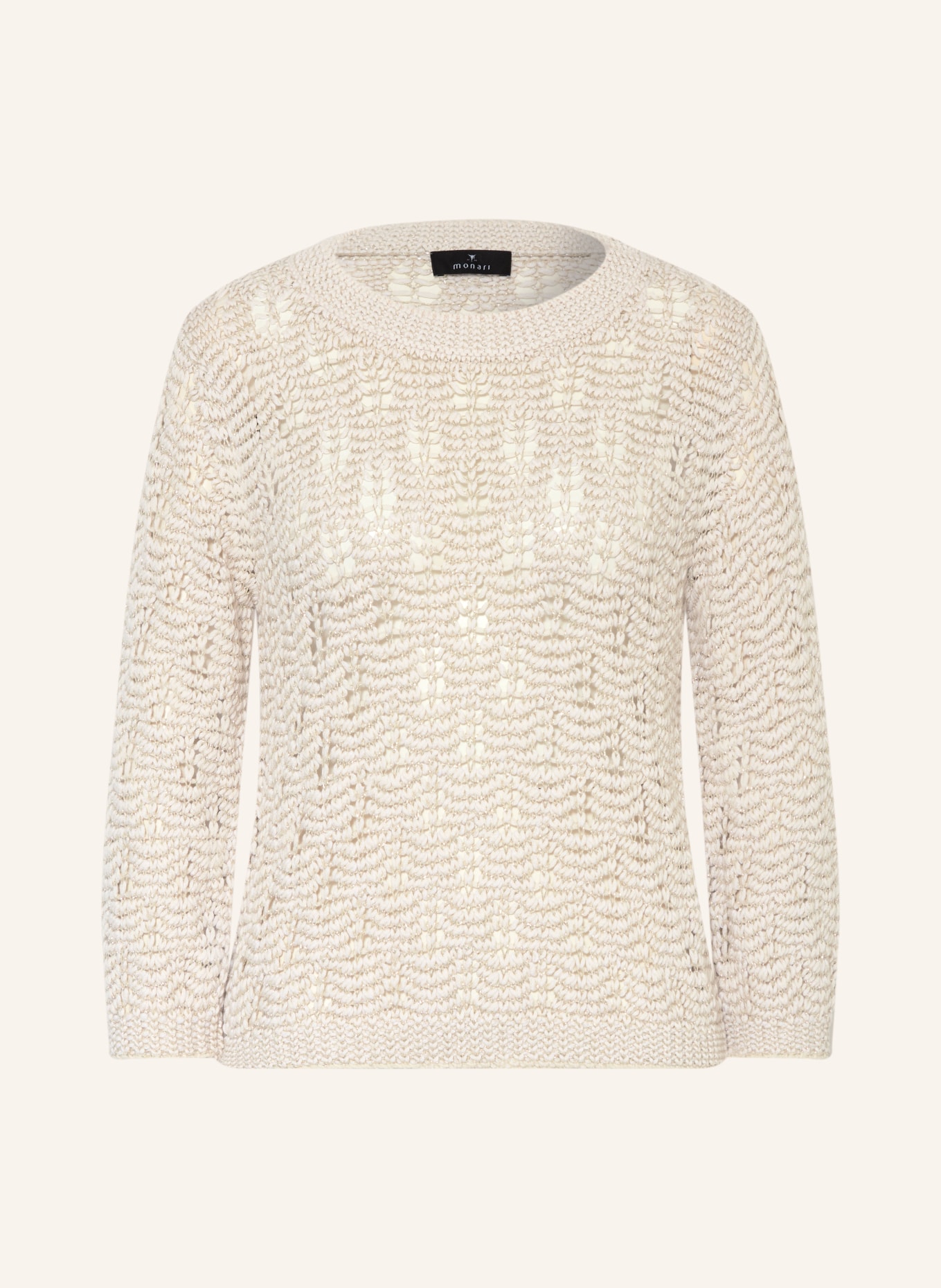 monari Svetr s 3/4 rukávy s třpytivou přízí: BÉŽOVÁ / STŘÍBRNÁ
