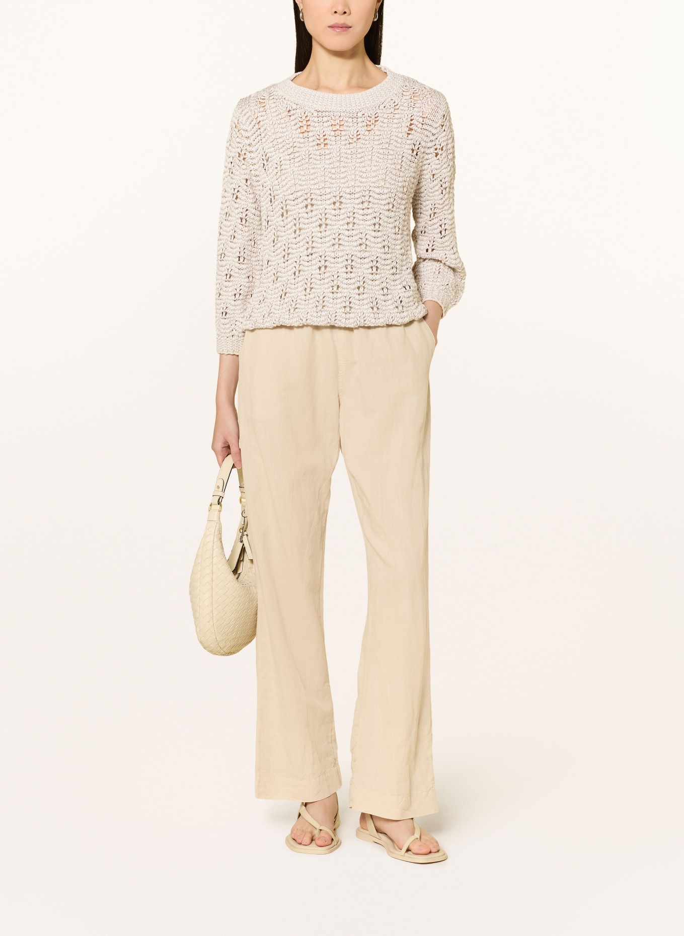 monari Svetr s 3/4 rukávy s třpytivou přízí: BÉŽOVÁ / STŘÍBRNÁ