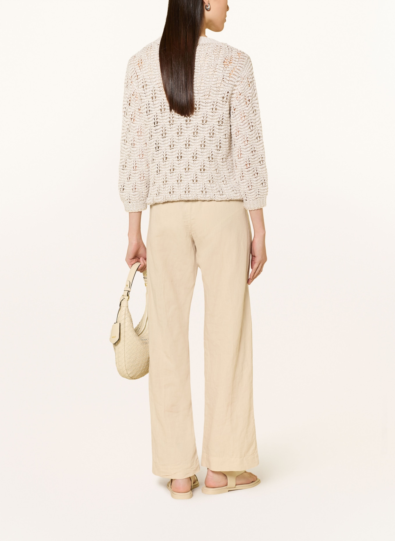 monari Svetr s 3/4 rukávy s třpytivou přízí: BÉŽOVÁ / STŘÍBRNÁ