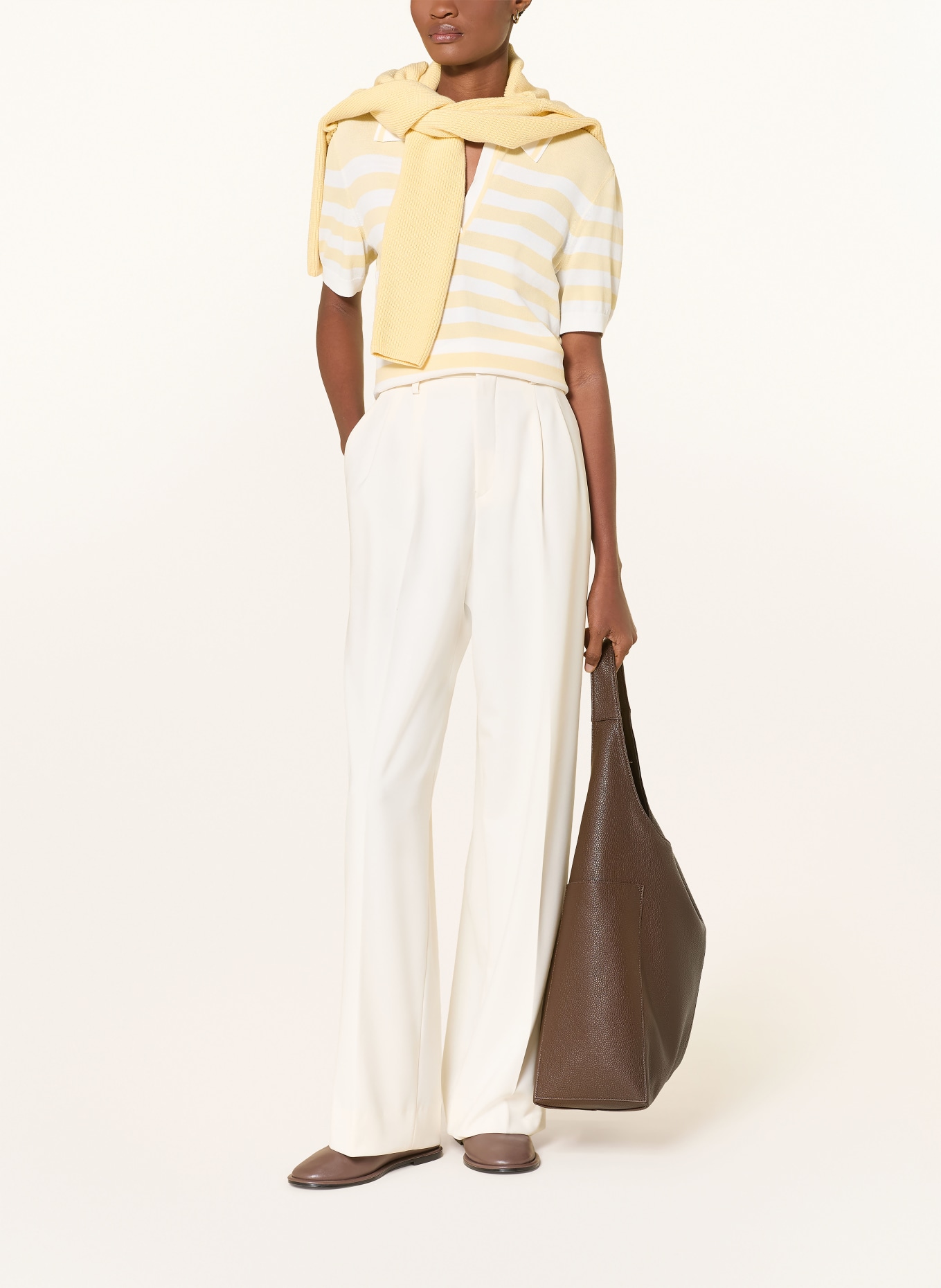 monari Pletené polo tričko: TMAVĚ ŽLUTÁ / KRÉMOVÁ