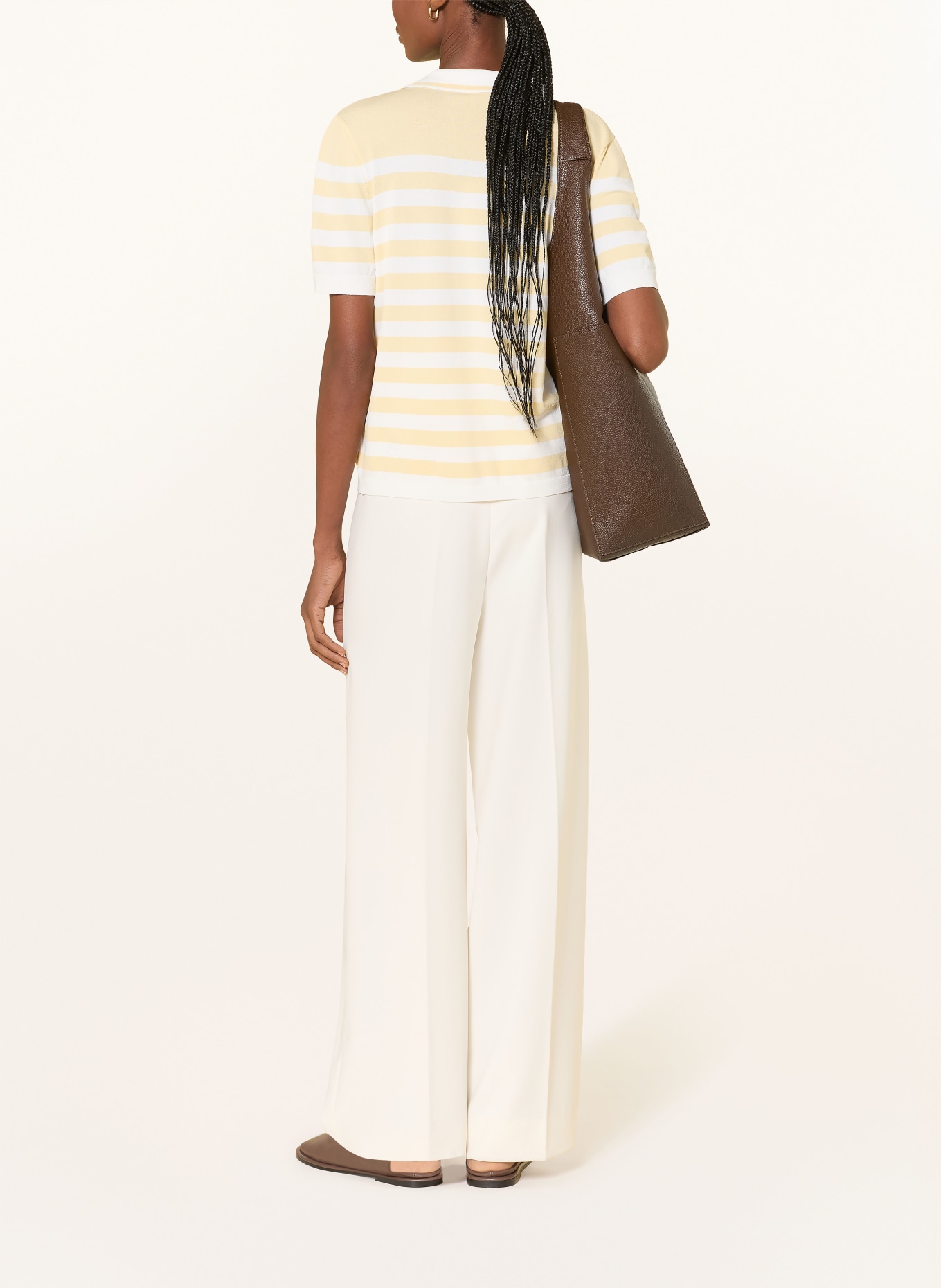 monari Pletené polo tričko: TMAVĚ ŽLUTÁ / KRÉMOVÁ