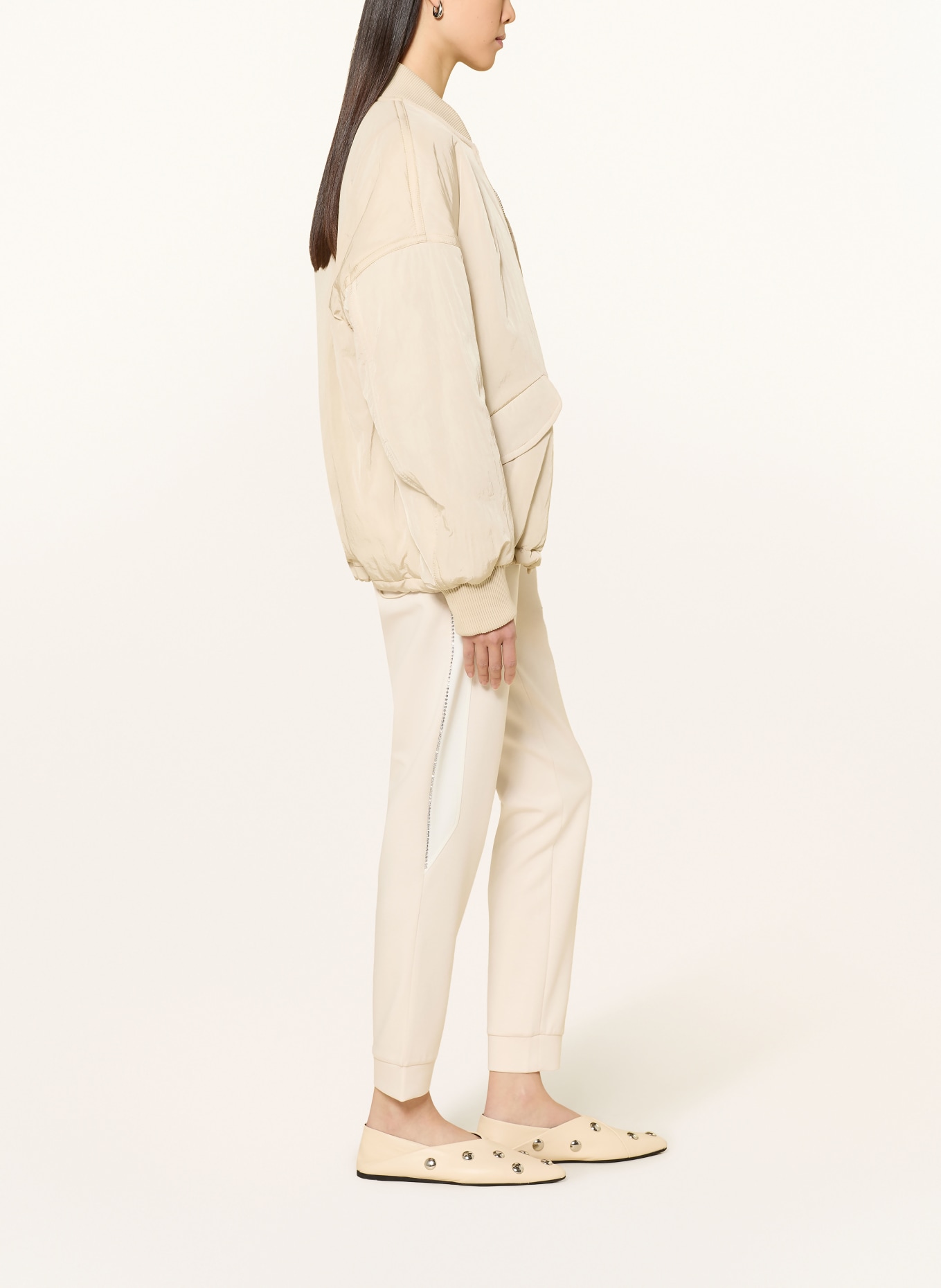 monari Jersey jogging-style pants with rhinestones: CREAM / WHITE