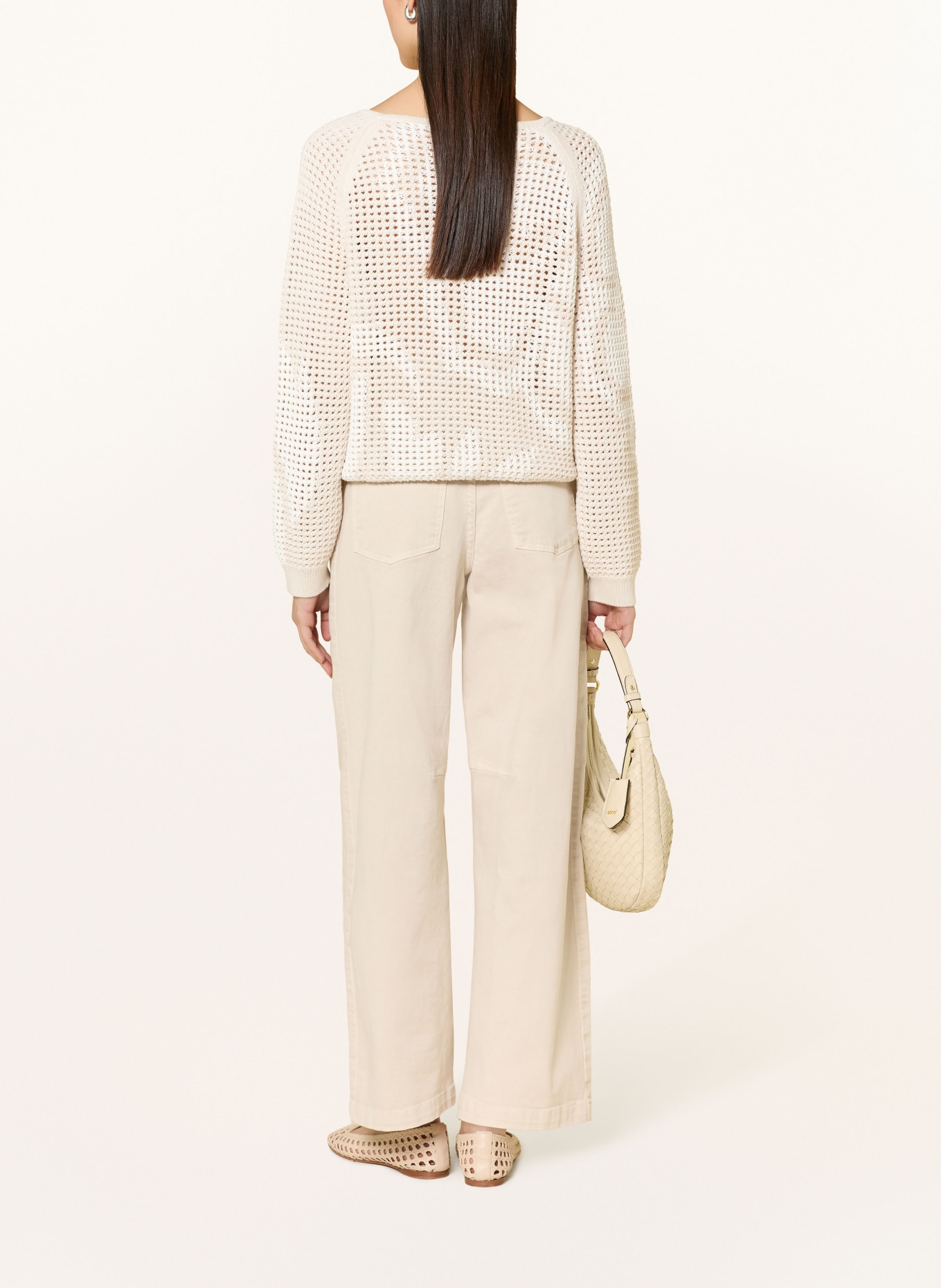 monari Pullover mit Pailletten: CREME / BEIGE