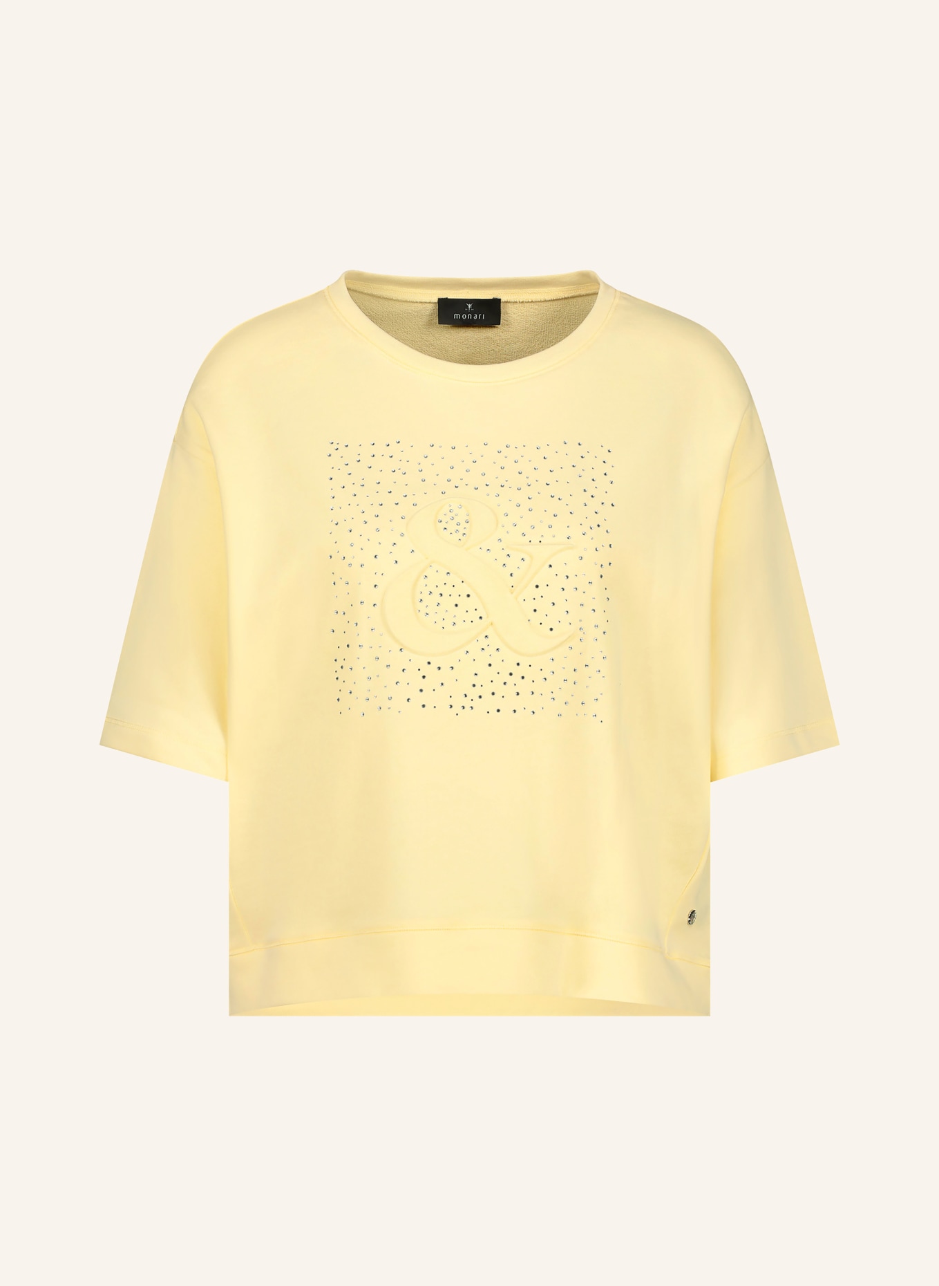 monari Sweatshirt mit Schmucksteinen: HELLGELB