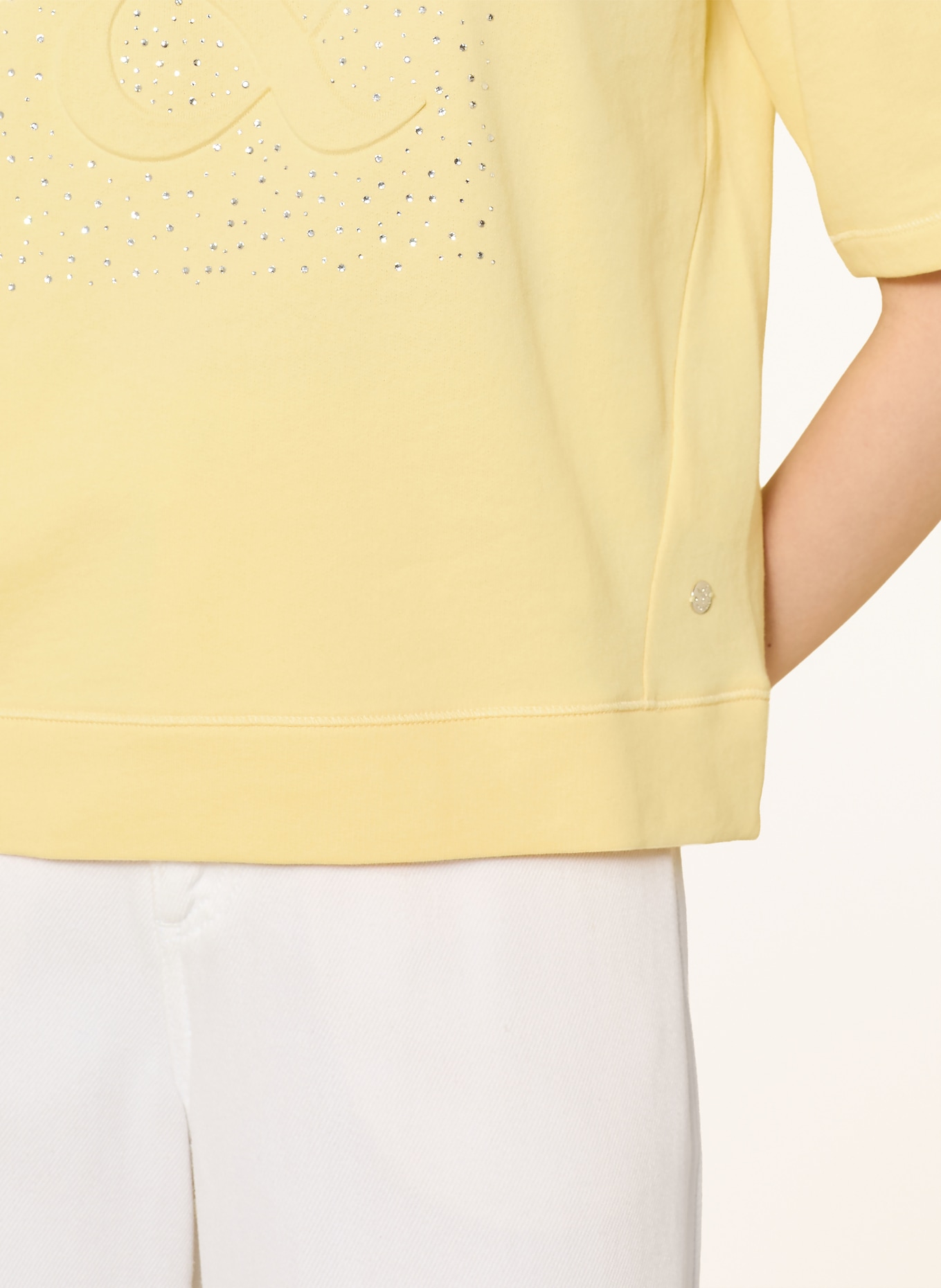 monari Sweatshirt mit Schmucksteinen: HELLGELB