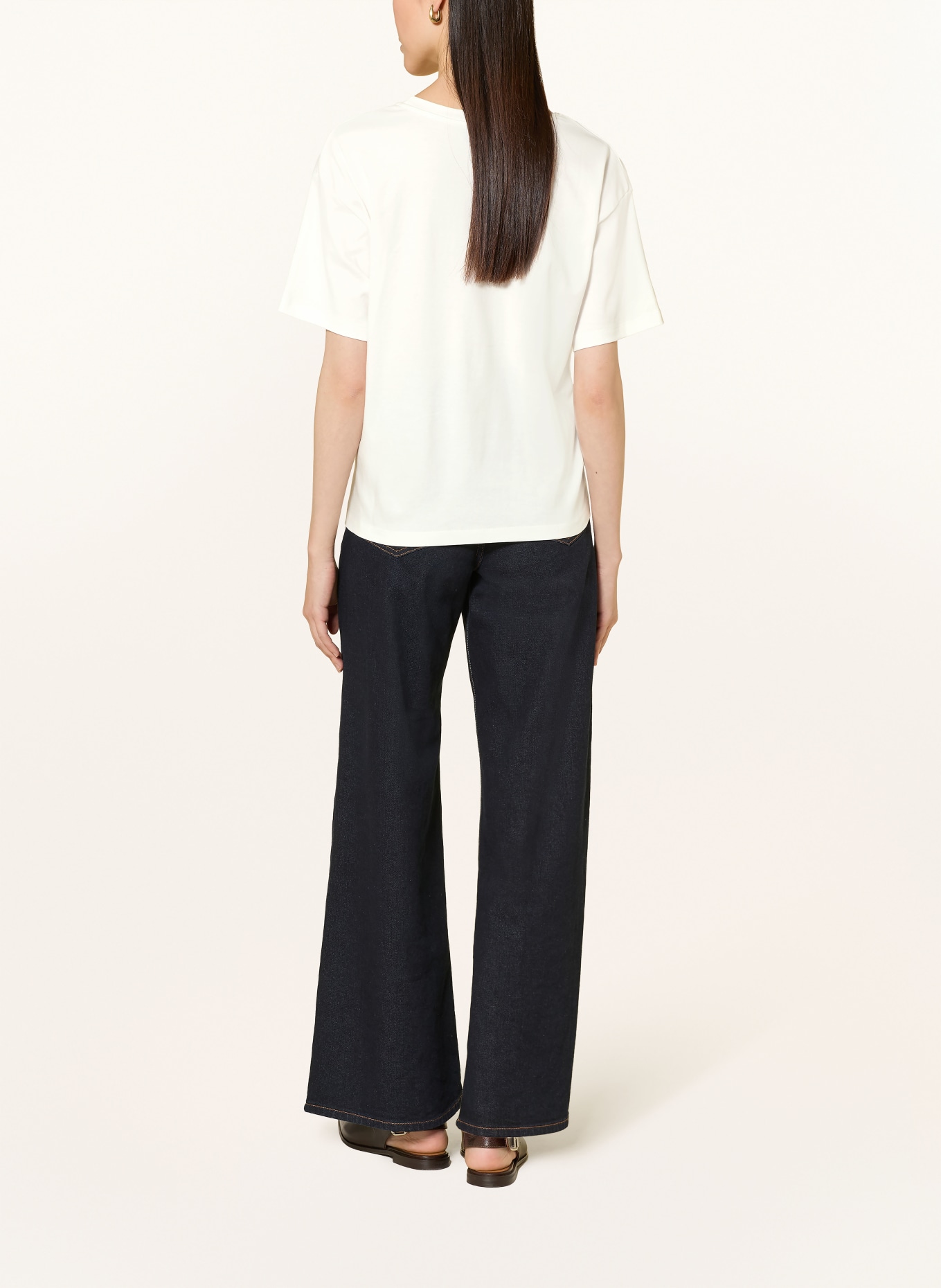 monari Tričko s ozdobnými kameny: BÍLÁ / ČERNOŠEDÁ / TMAVĚ ŽLUTÁ