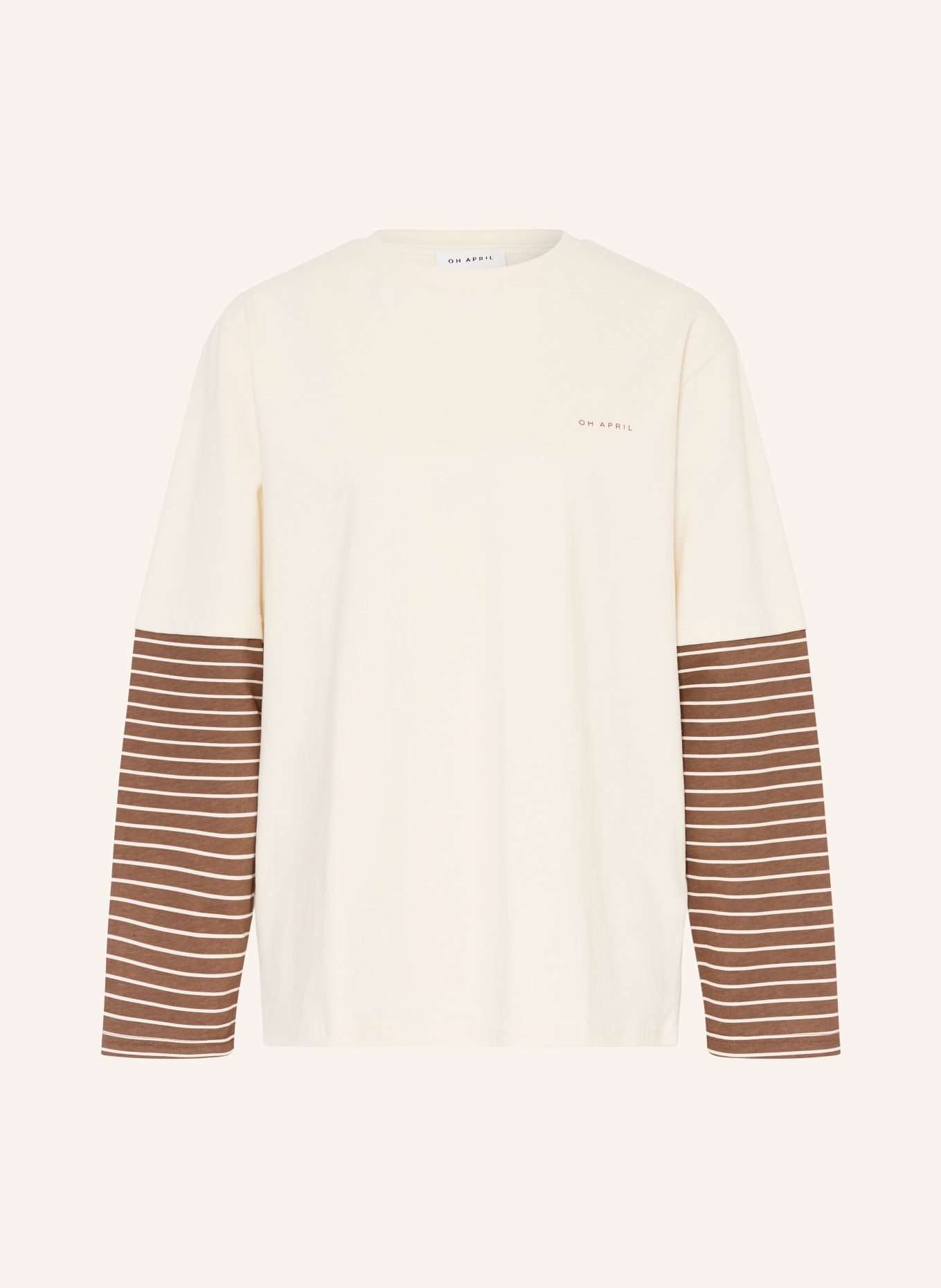 OH APRIL Oversized long-sleeved shirt: ECRU / BROWN