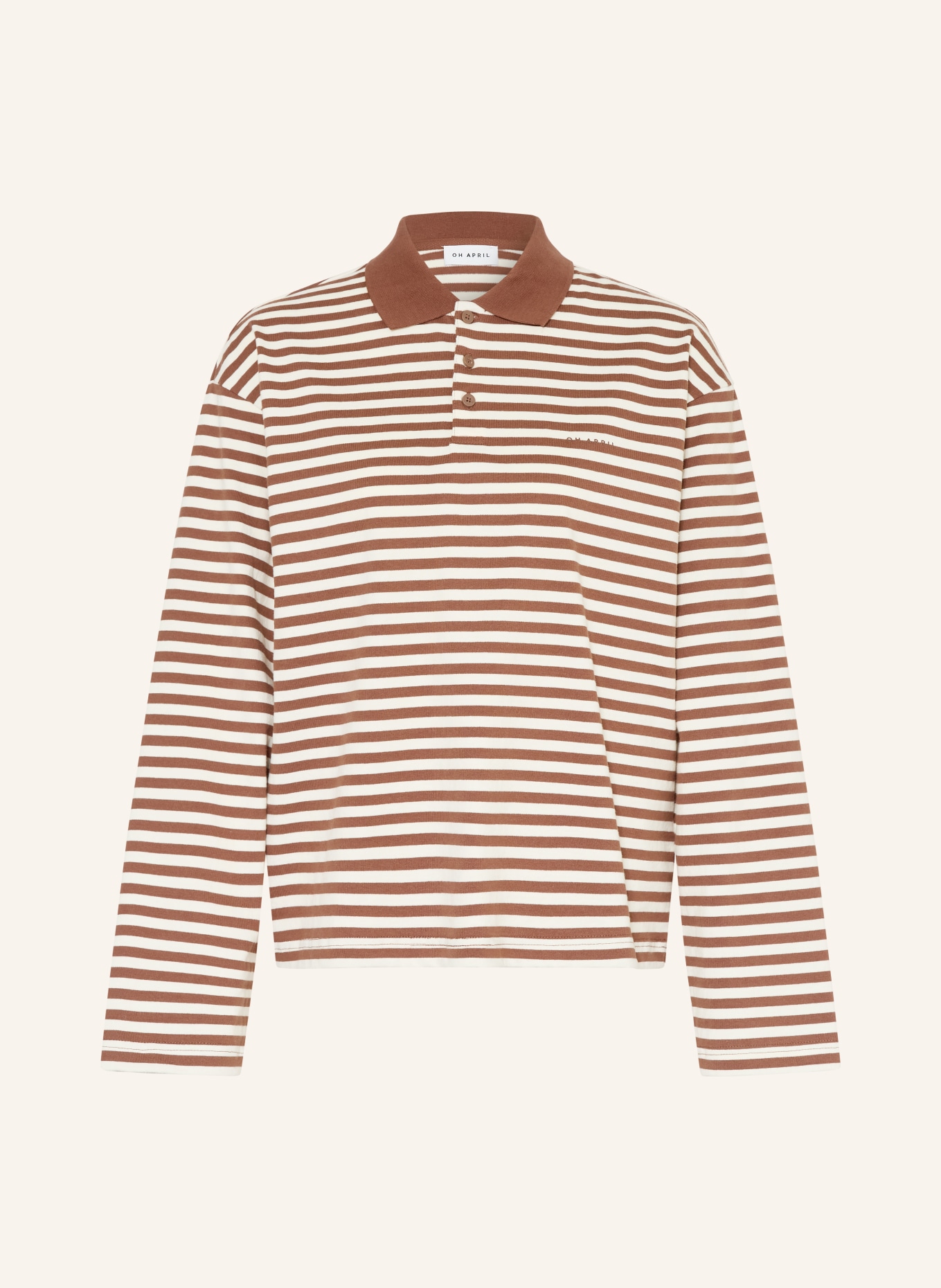 OH APRIL Koszulka polo z dżerseju JOLINA: BRĄZOWY / KREMOWY