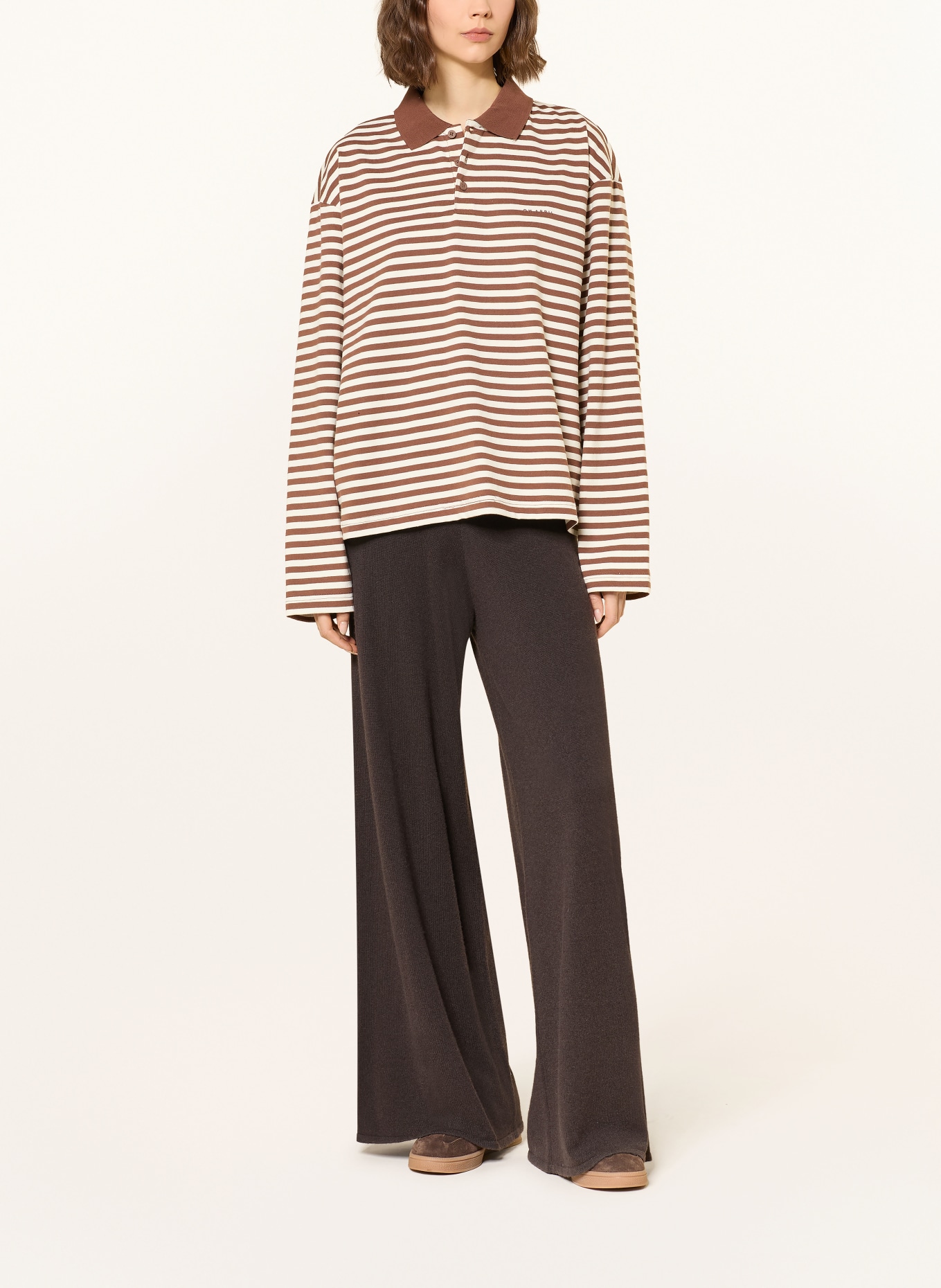 OH APRIL Koszulka polo z dżerseju JOLINA: BRĄZOWY / KREMOWY