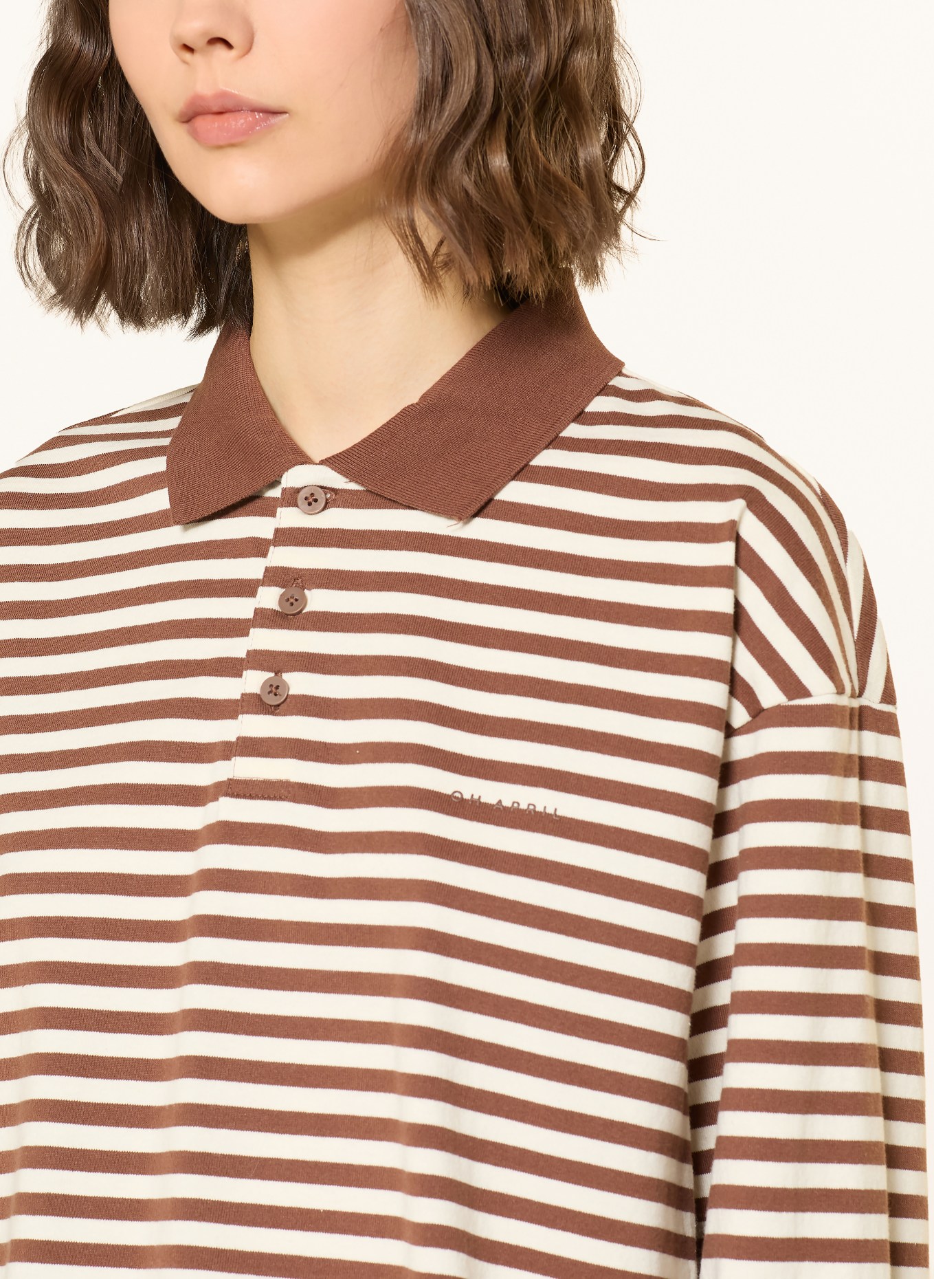 OH APRIL Koszulka polo z dżerseju JOLINA: BRĄZOWY / KREMOWY