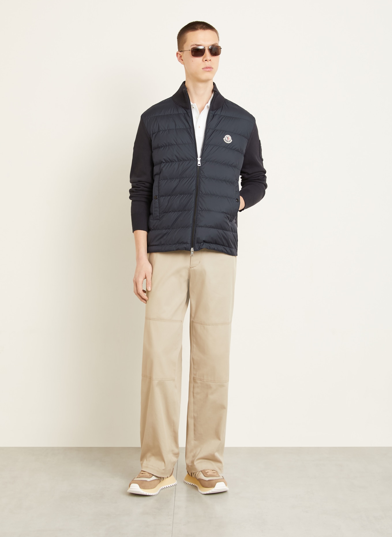 MONCLER Daunenjacke im Materialmix: DUNKELBLAU