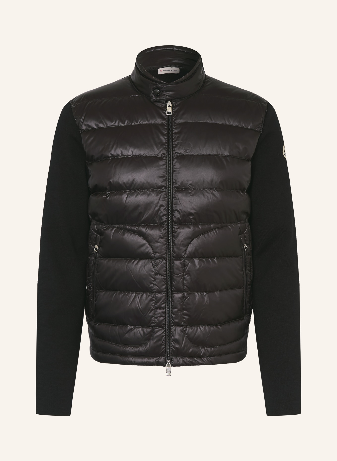 MONCLER Daunenjacke im Materialmix: SCHWARZ
